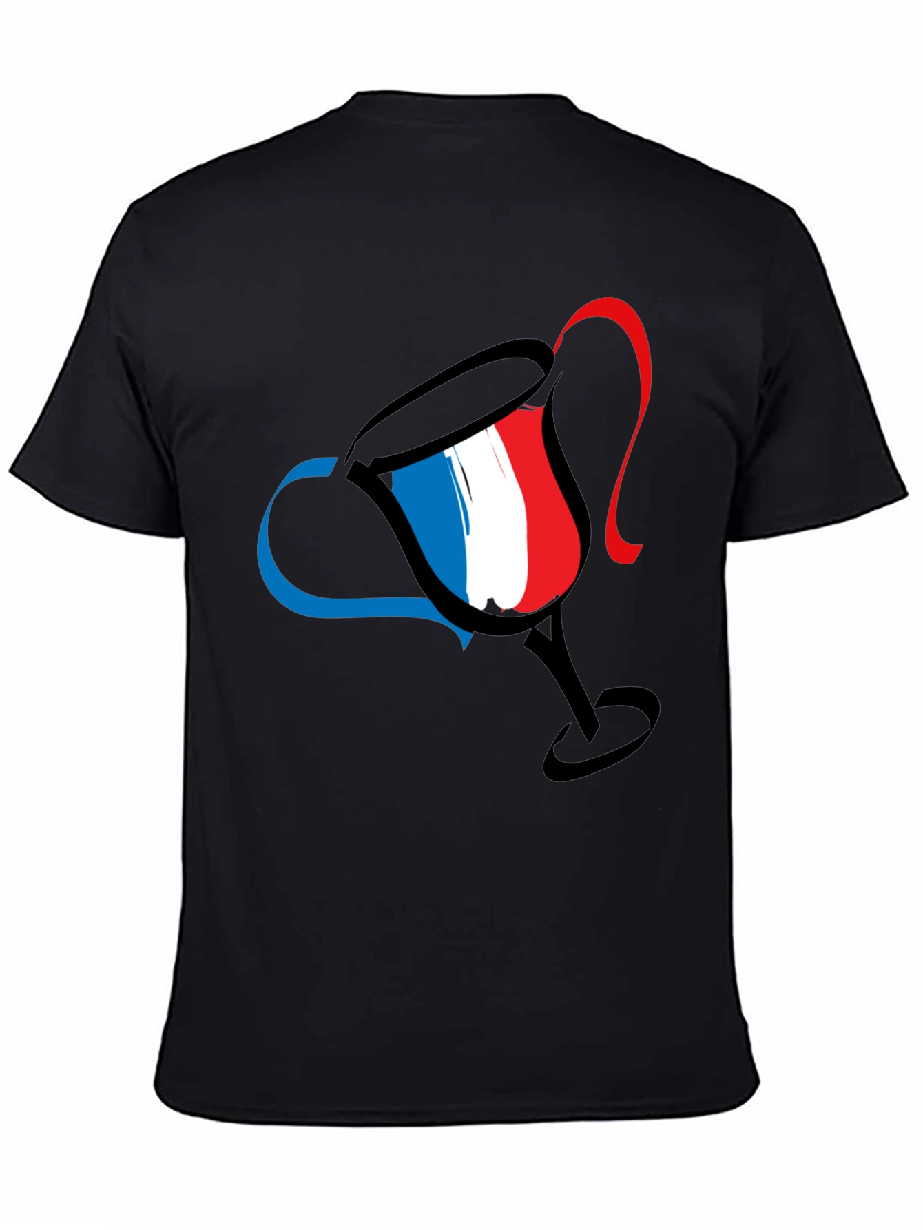 French Flag Wine Glass Graphic T-Shirt