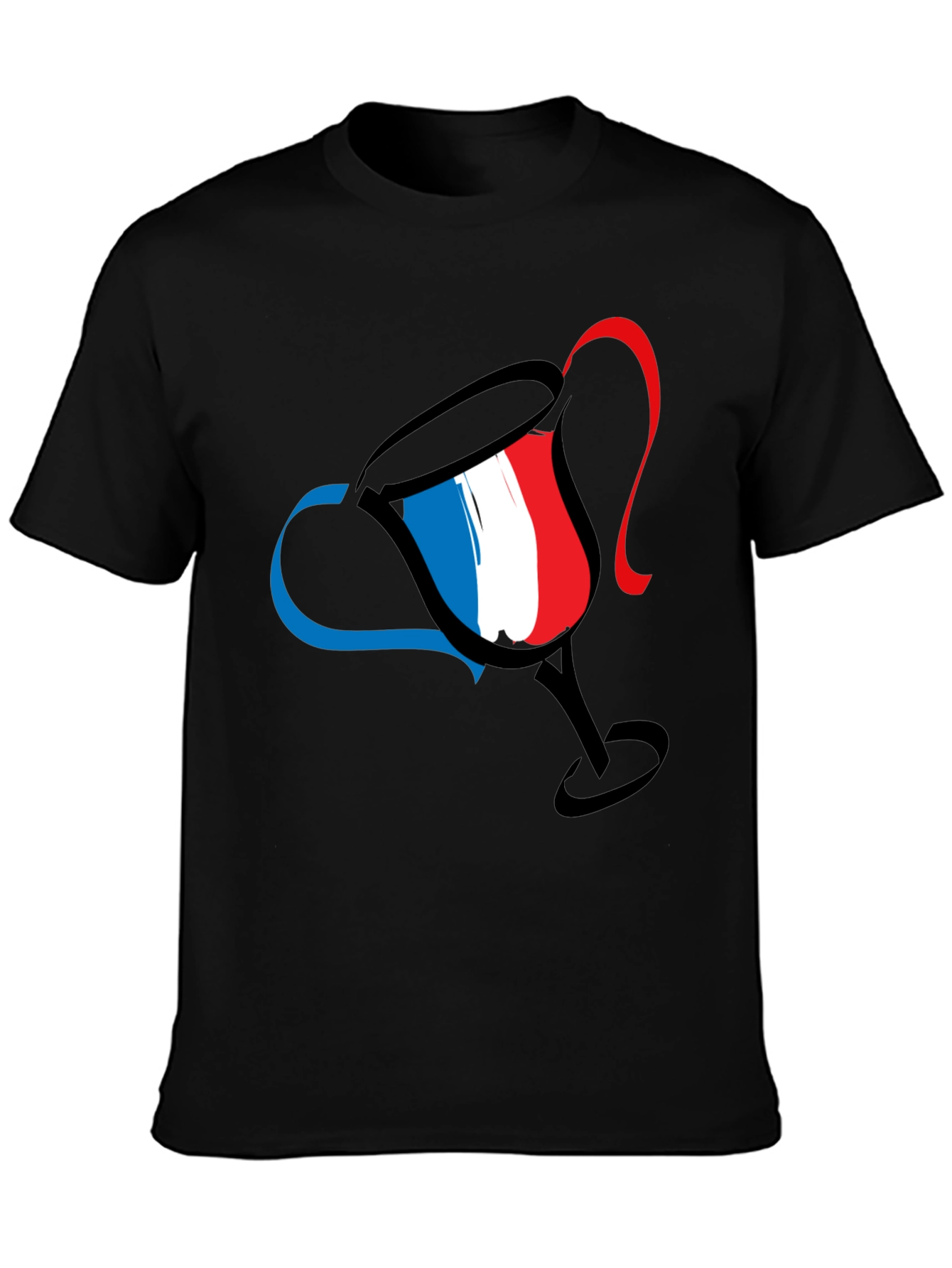 French Flag Wine Glass Graphic T-Shirt
