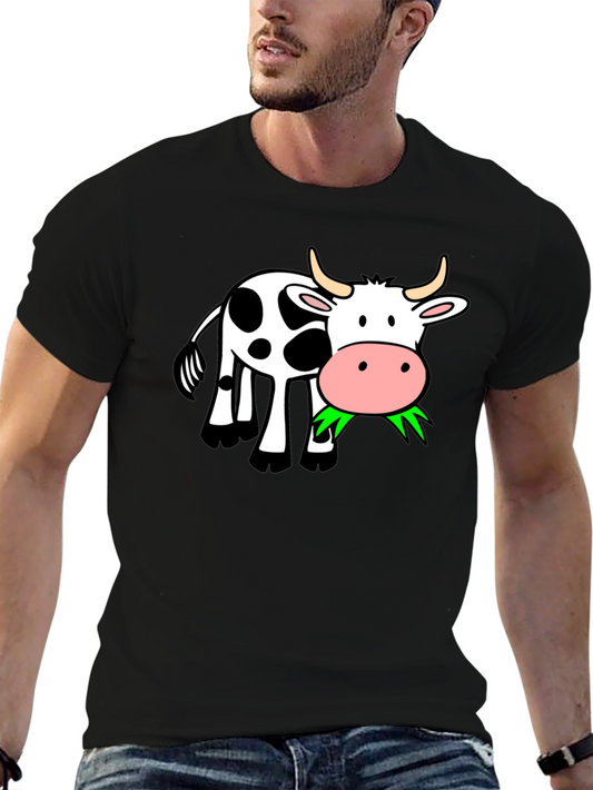 Cute Cow Graphic Black T-Shirt
