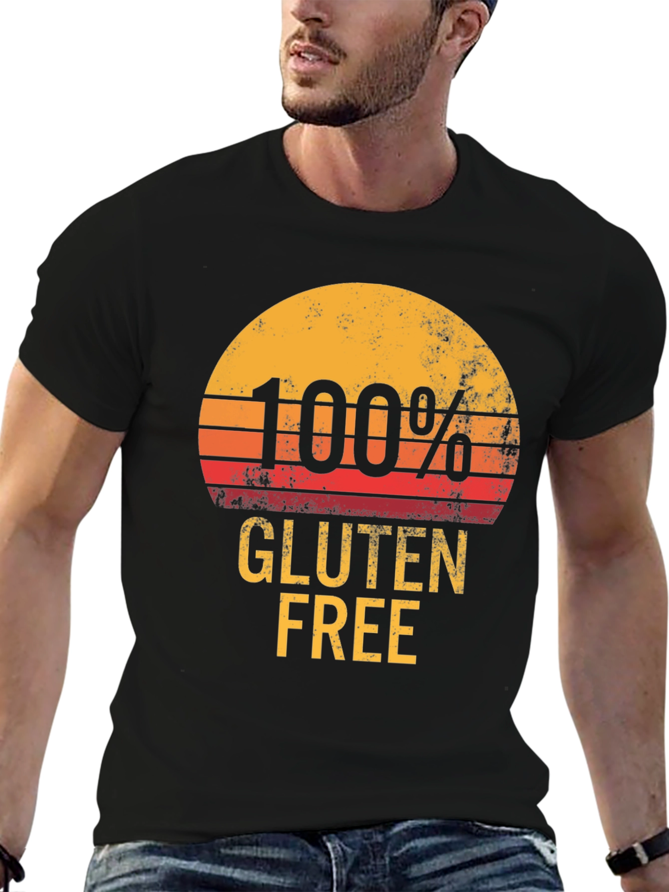 100% Gluten Free Graphic Tee - Retro Sunset Design