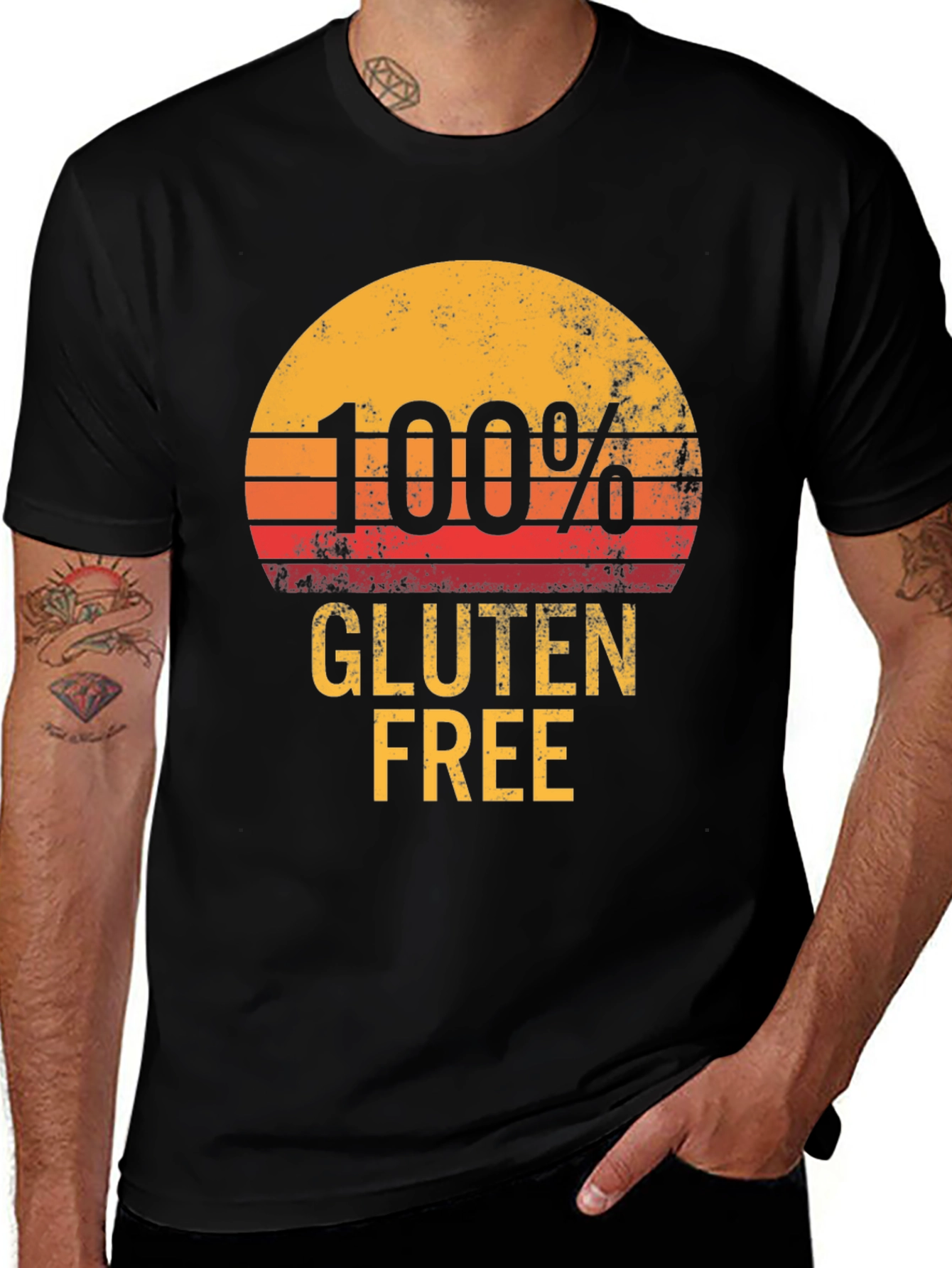 100% Gluten Free Graphic Tee - Retro Sunset Design