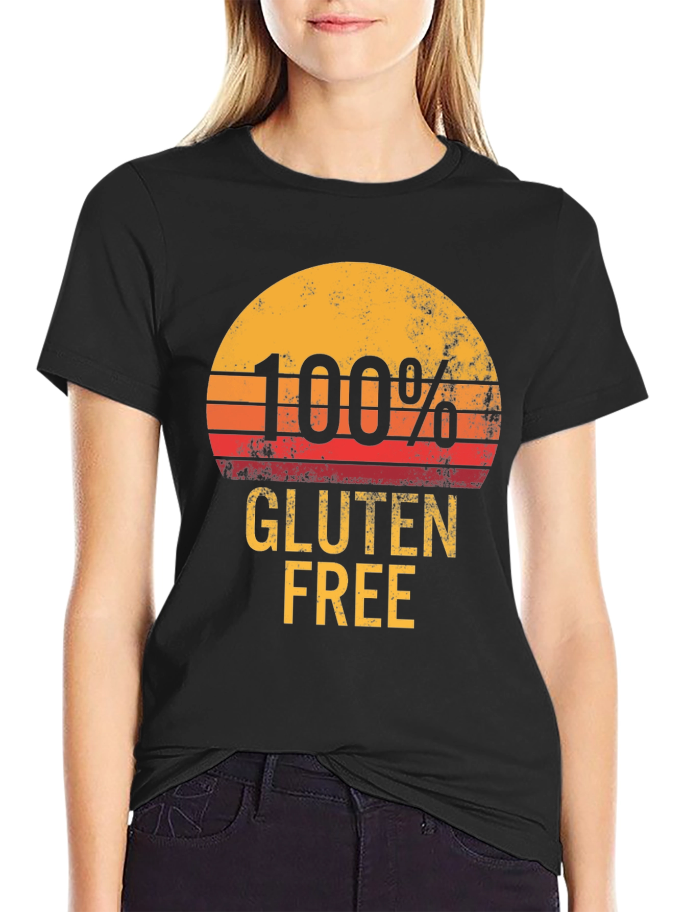 100% Gluten Free Graphic Tee - Retro Sunset Design
