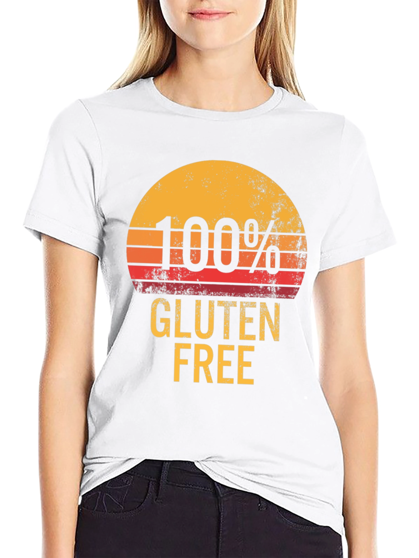 100% Gluten Free Graphic Tee - Retro Sunset Design