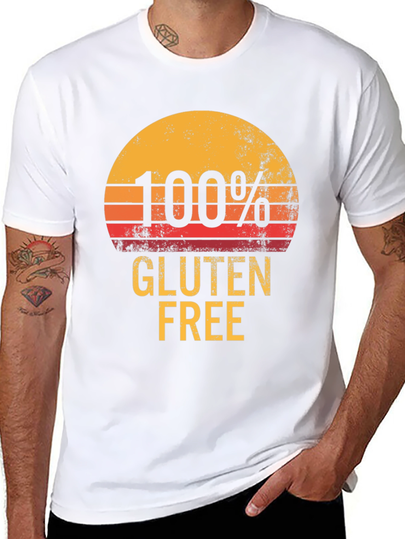 100% Gluten Free Graphic Tee - Retro Sunset Design