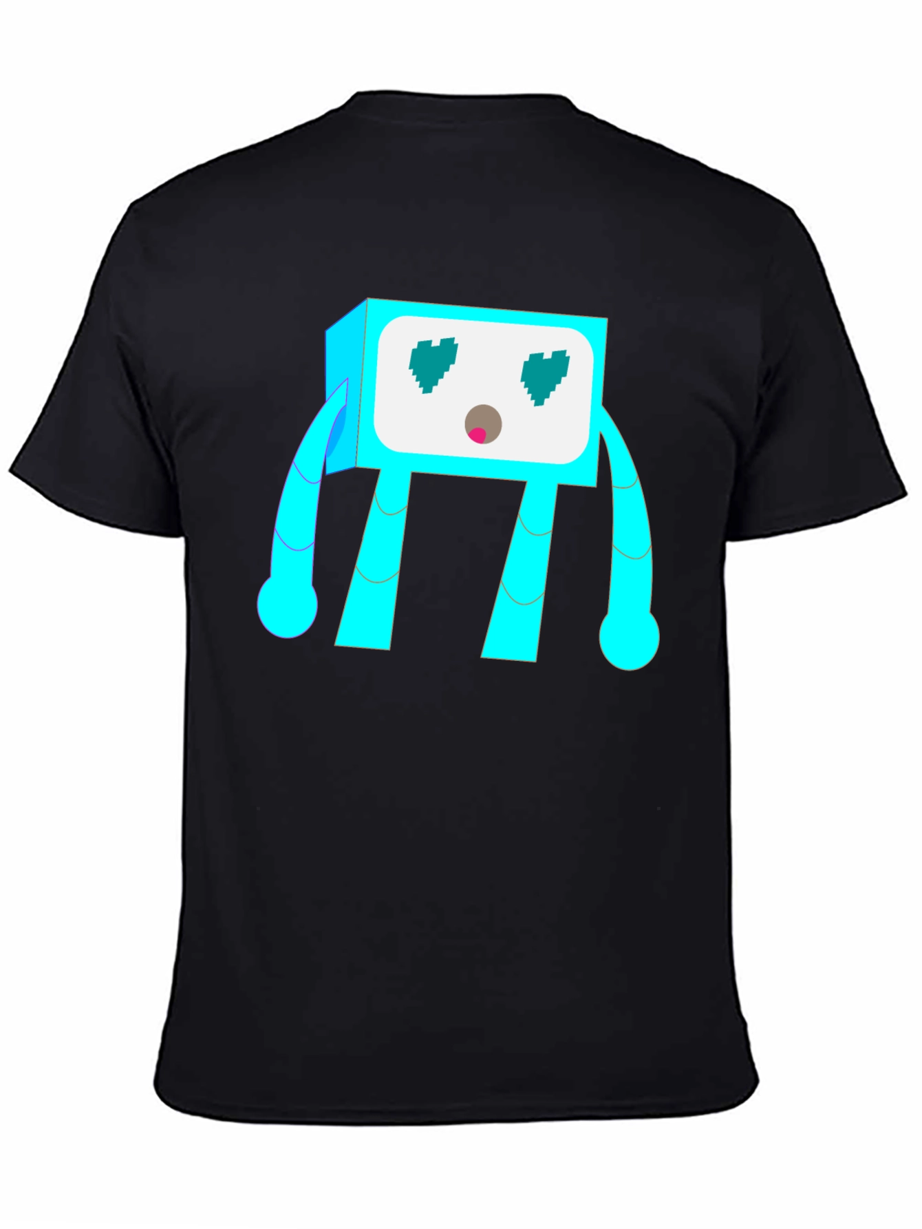 Funky Robot Graphic Tee - Black Cotton Blend