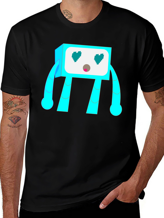 Funky Robot Graphic Tee - Black Cotton Blend