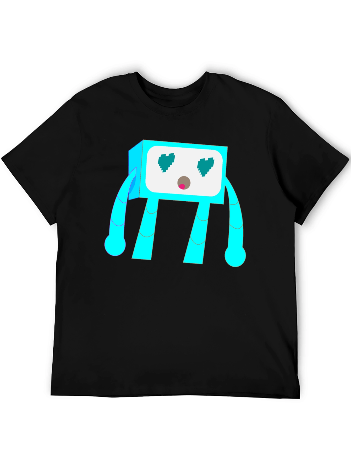 Funky Robot Graphic Tee - Black Cotton Blend