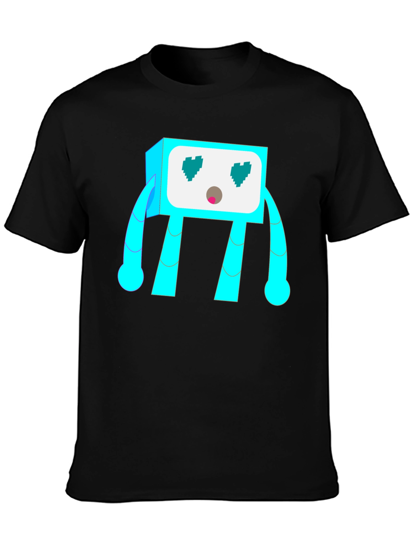 Funky Robot Graphic Tee - Black Cotton Blend