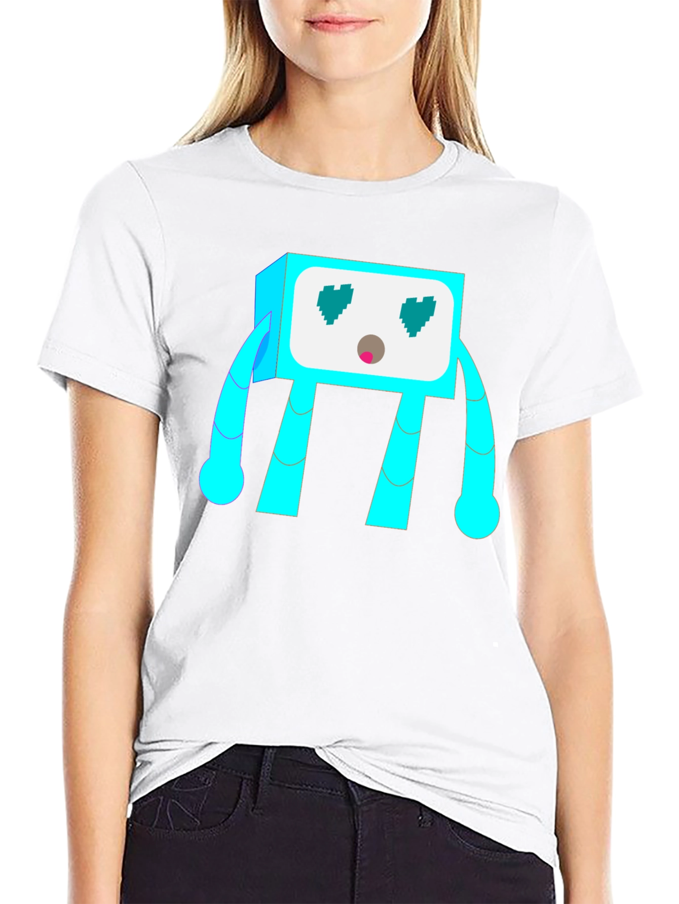 Funky Robot Graphic Tee - Black Cotton Blend