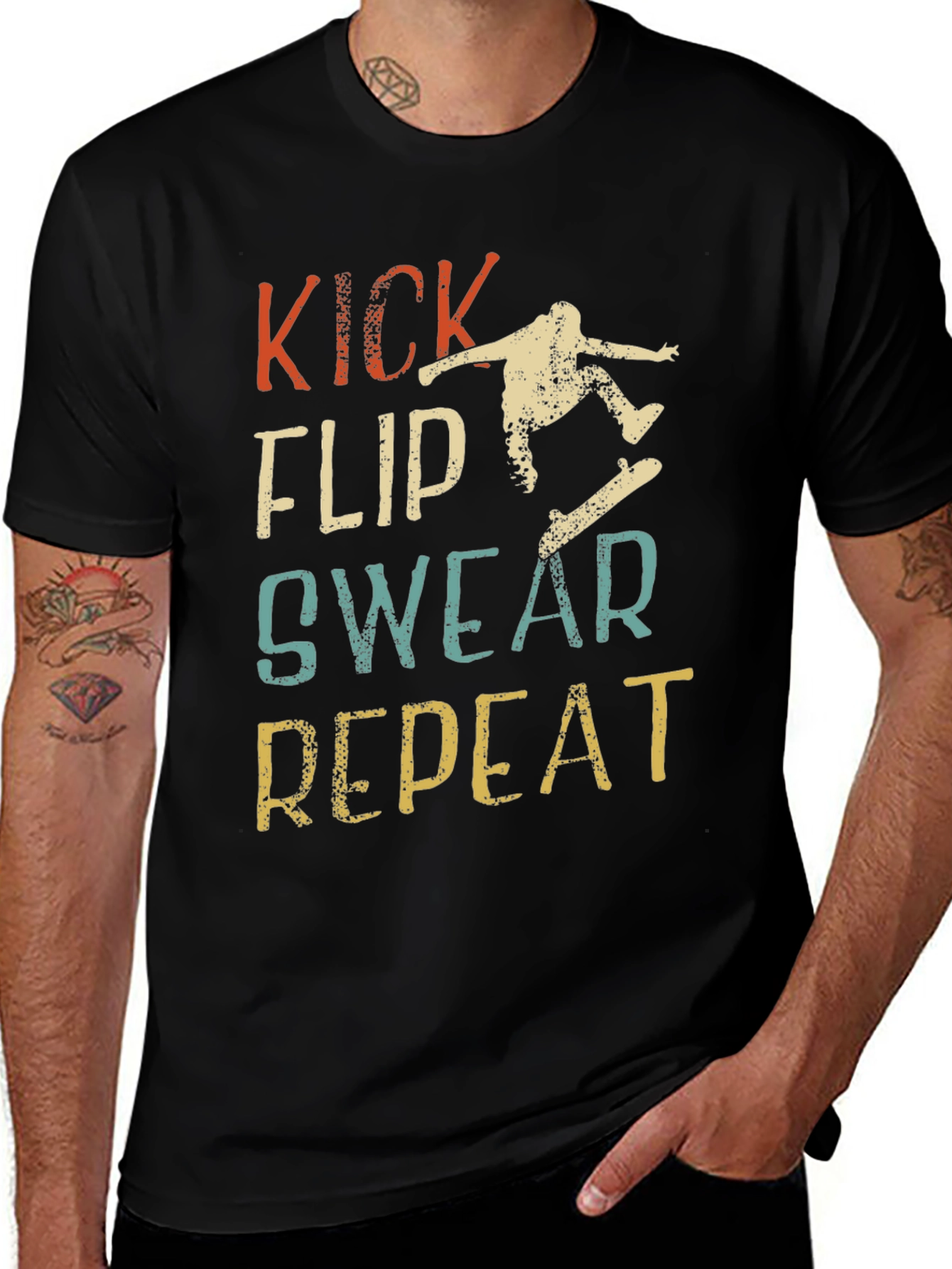Kick Flip Swear Repeat Graphic T-Shirt