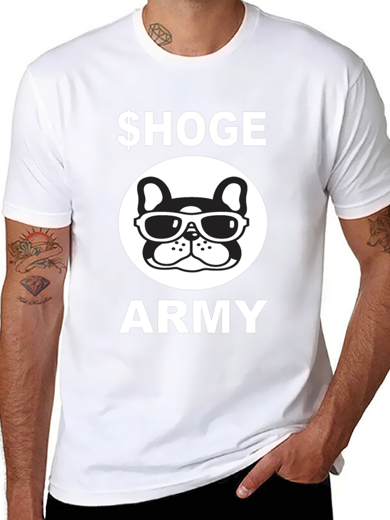 $Hoge Army Black Graphic Tee - Bulldog with Sunglasses
