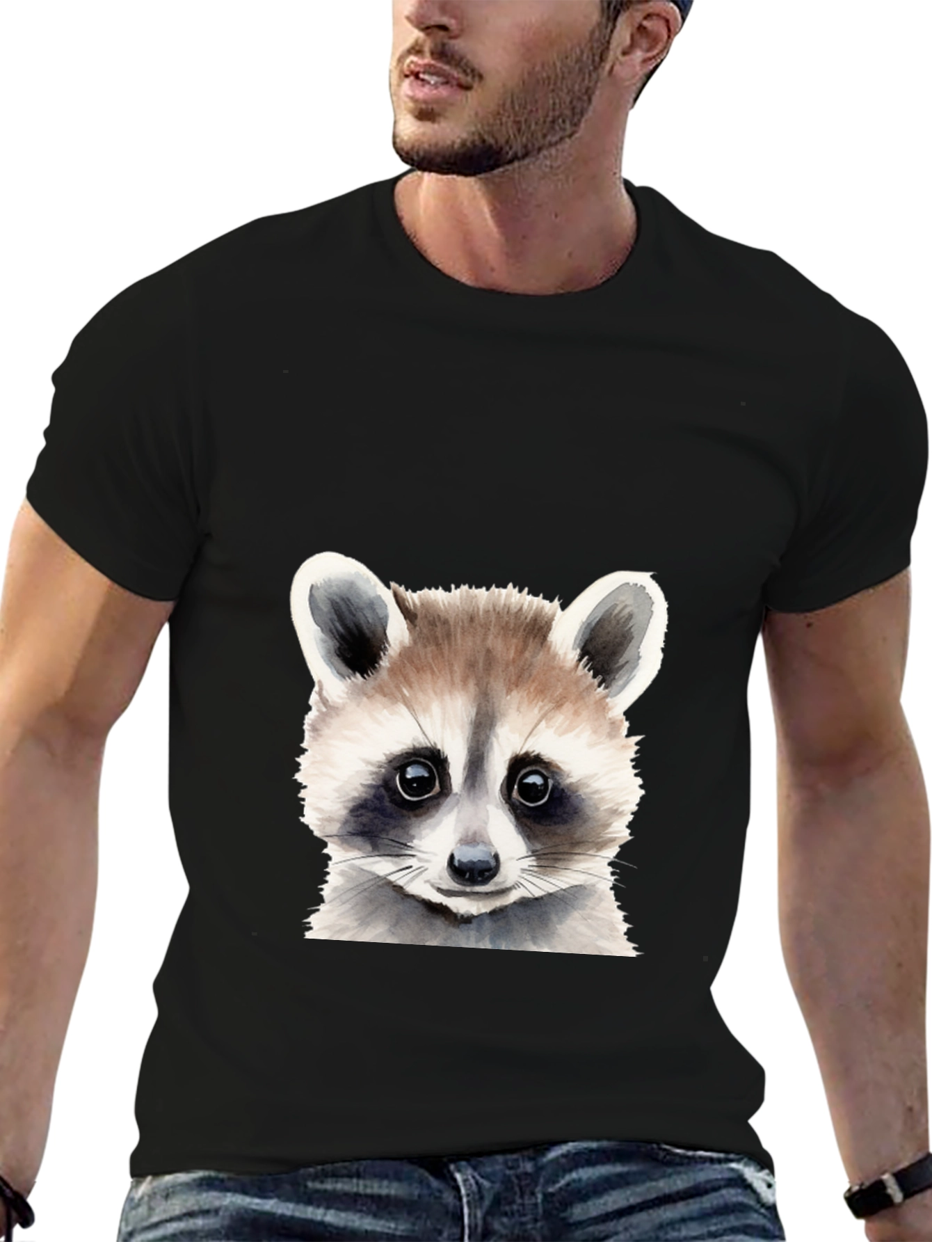 Raccoon Graphic Tee - Soft Cotton Black T-Shirt
