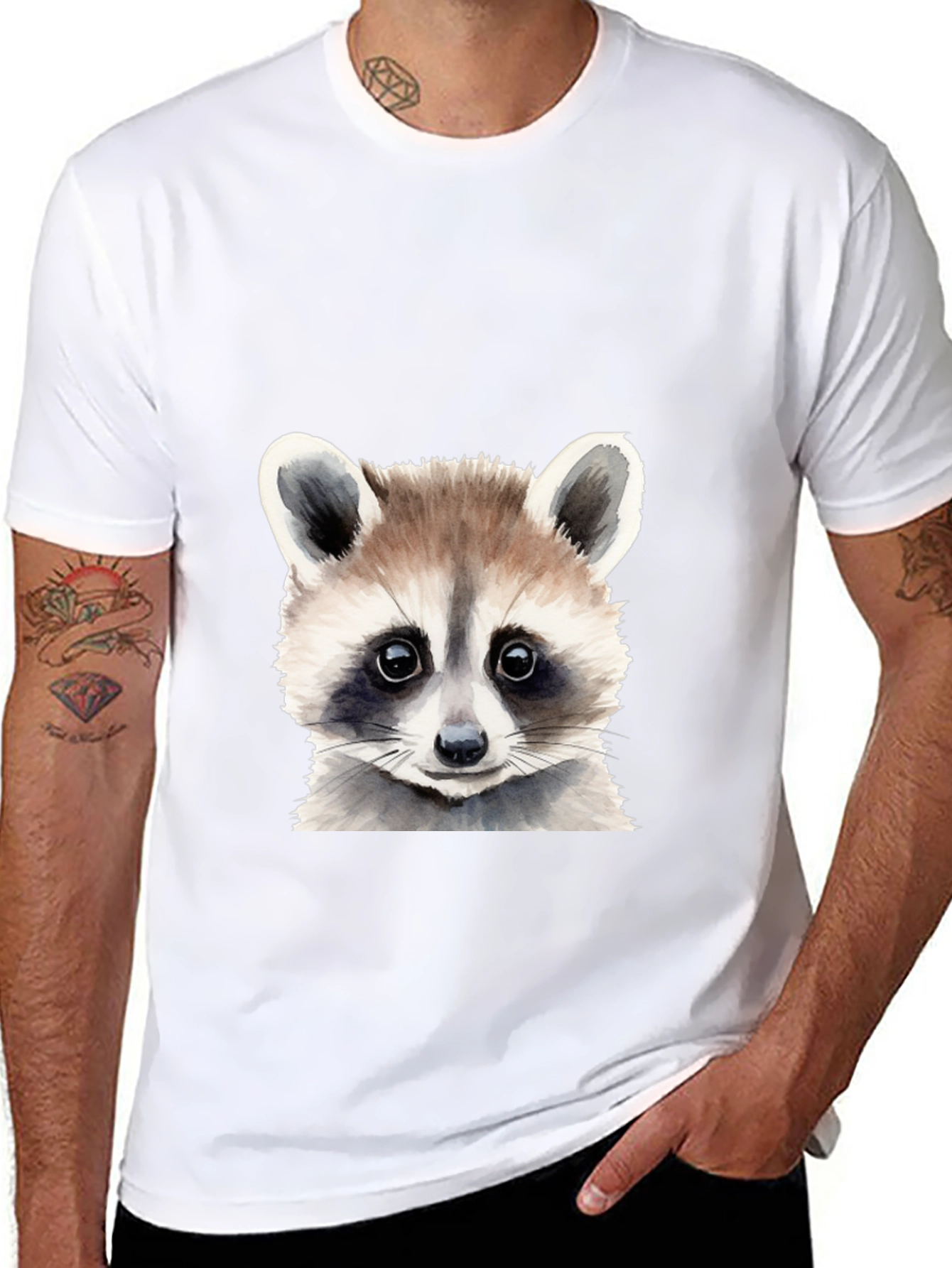 Raccoon Graphic Tee - Soft Cotton Black T-Shirt