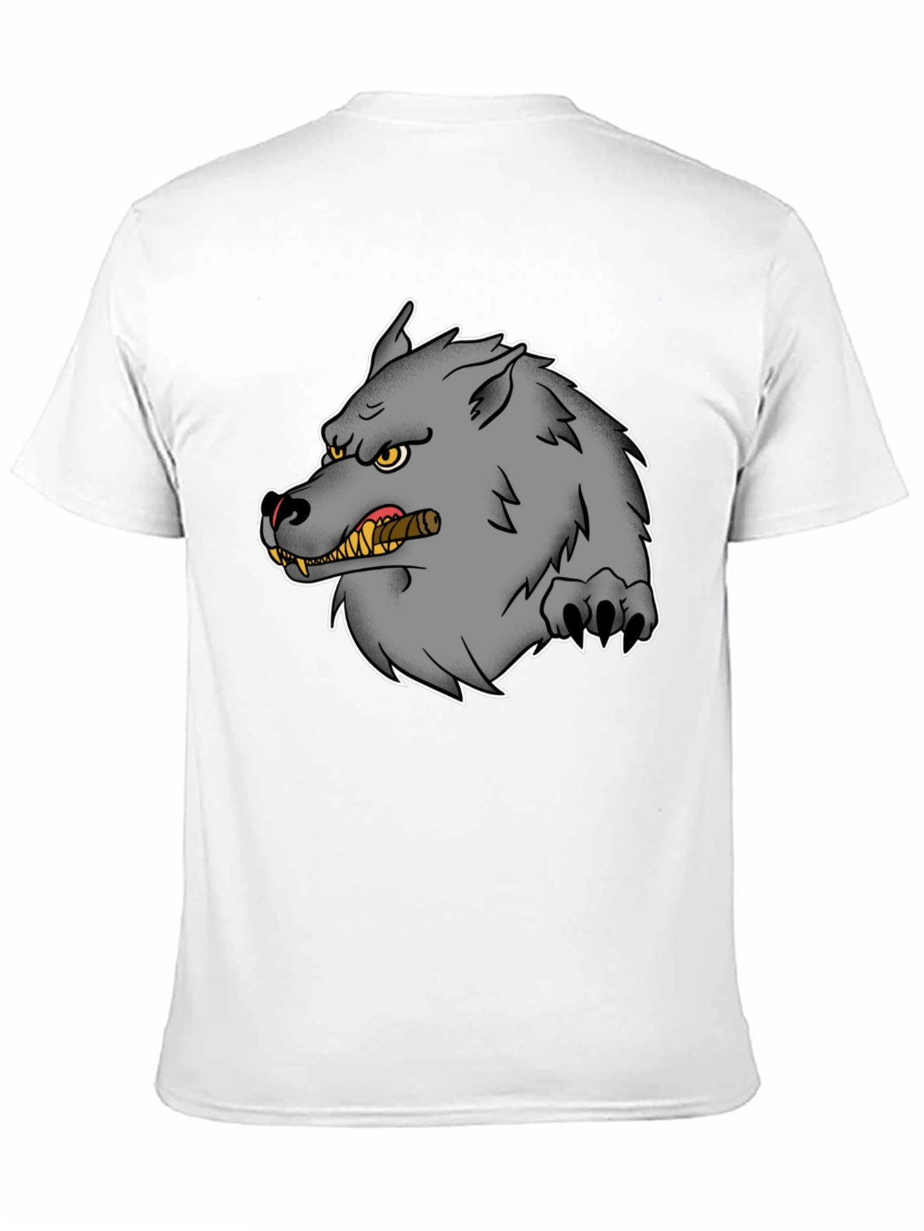 Wolf Cigar Graphic Tee - Black Cotton T-Shirt