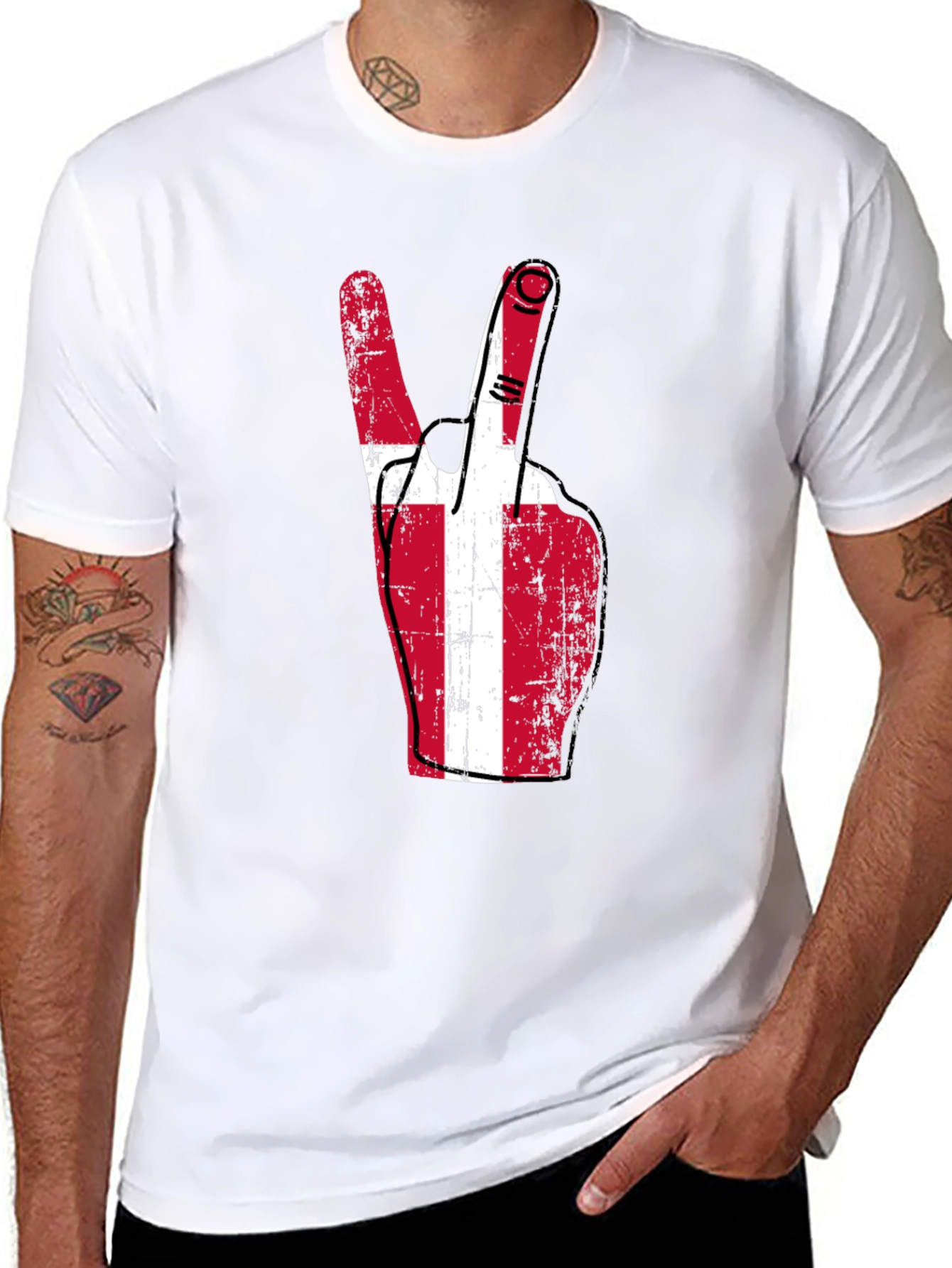 Denmark Flag Peace Sign Graphic T-Shirt