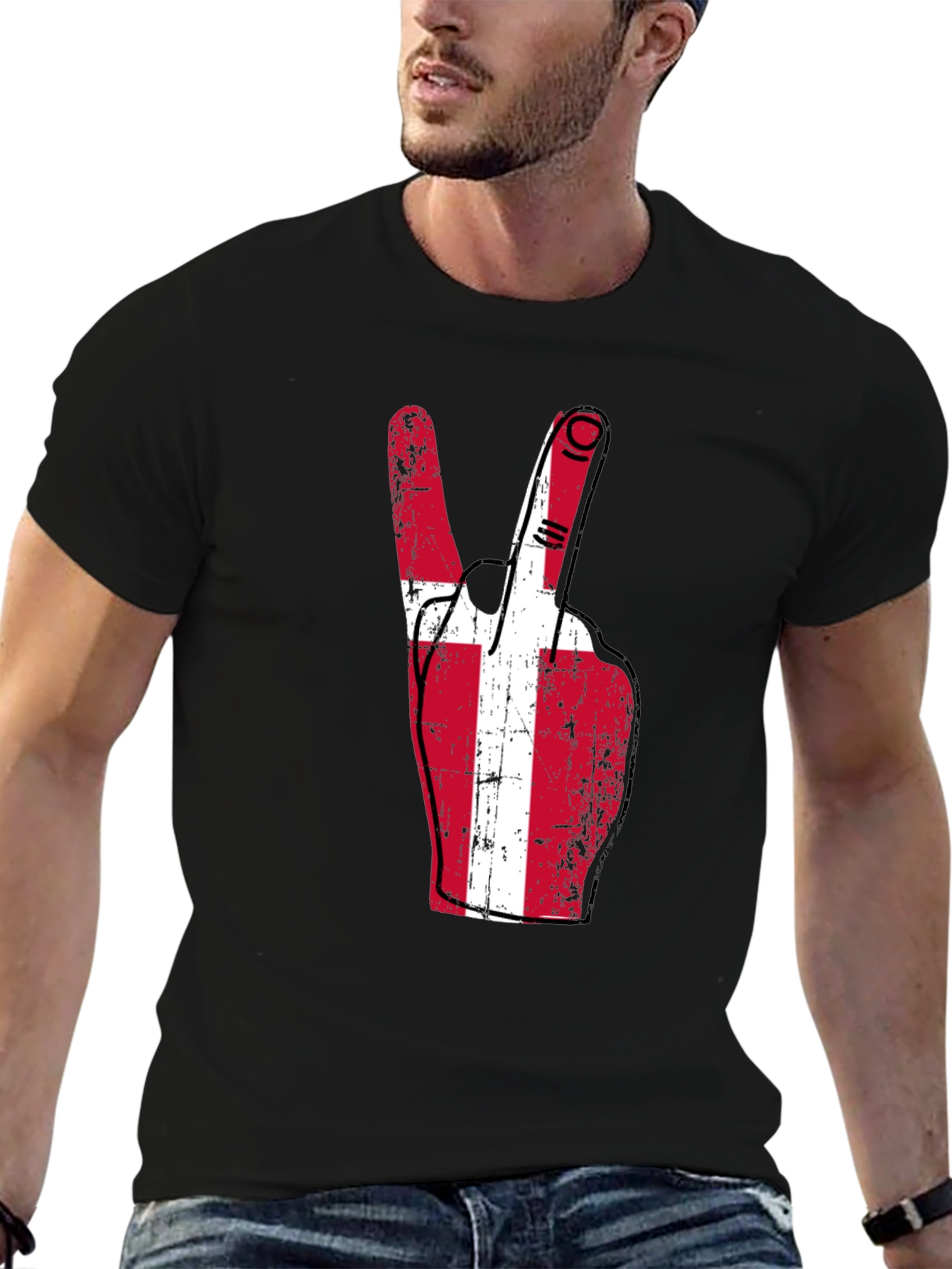 Denmark Flag Peace Sign Graphic T-Shirt