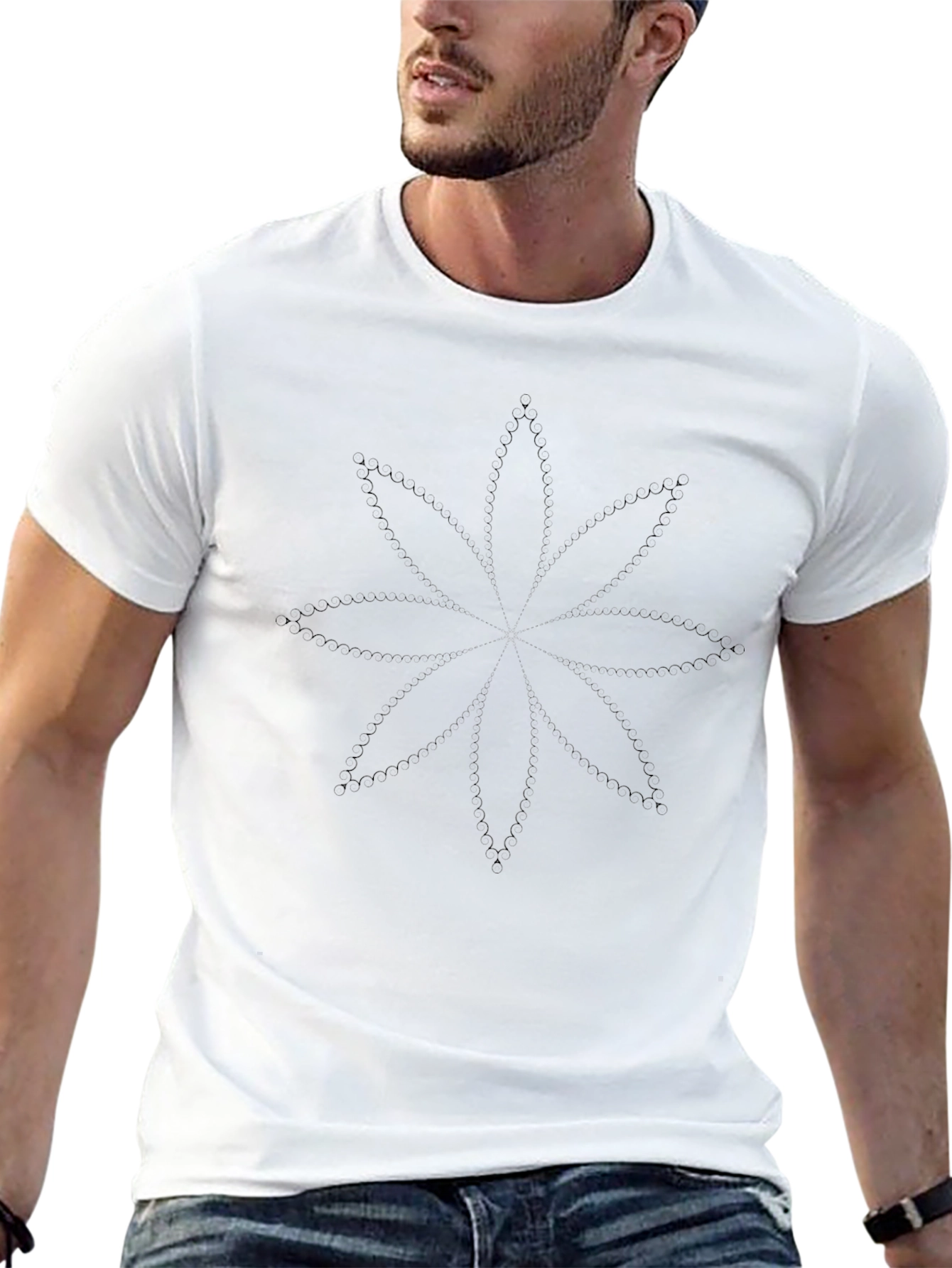 Black Graphic Tee - Floral Design
