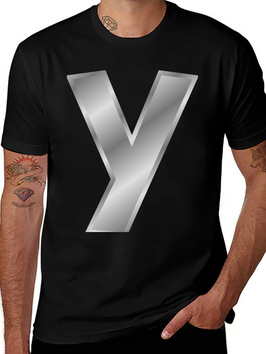 Silver Y Letter T-Shirt - Bold Graphic Tee
