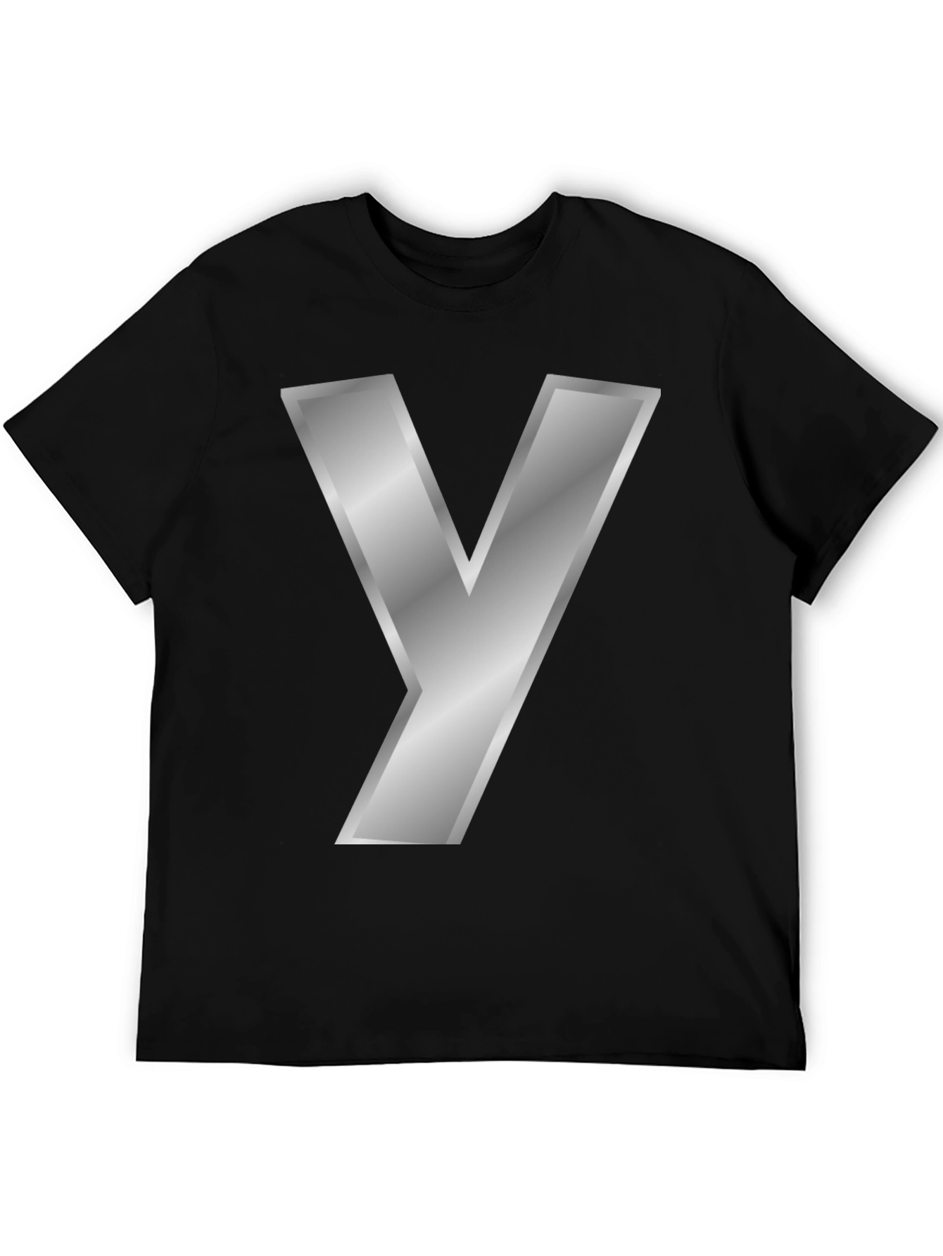 Silver Y Letter T-Shirt - Bold Graphic Tee