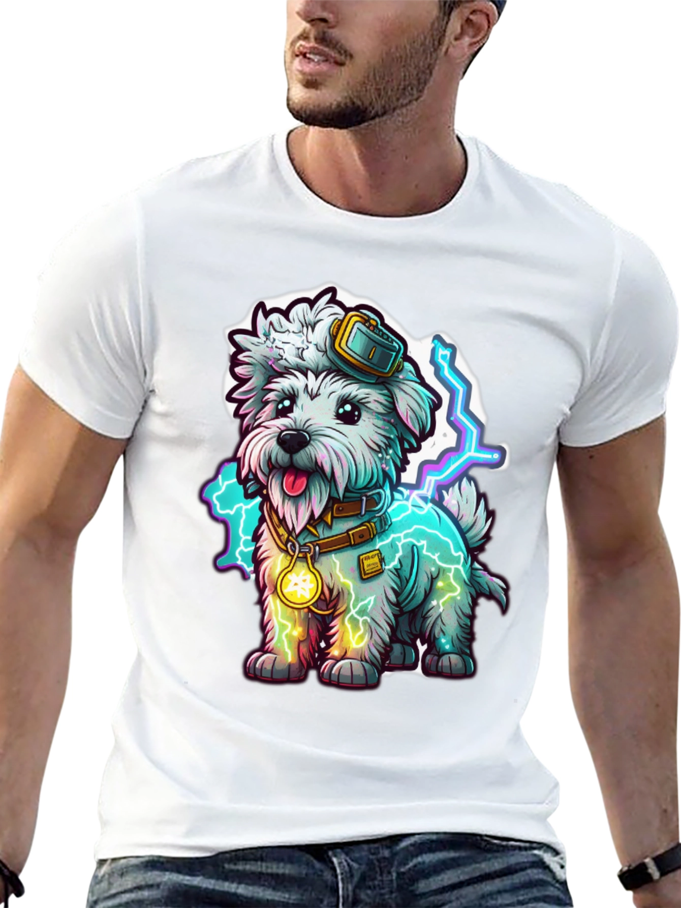 Dog Graphic T-Shirt - Electric Pup Design