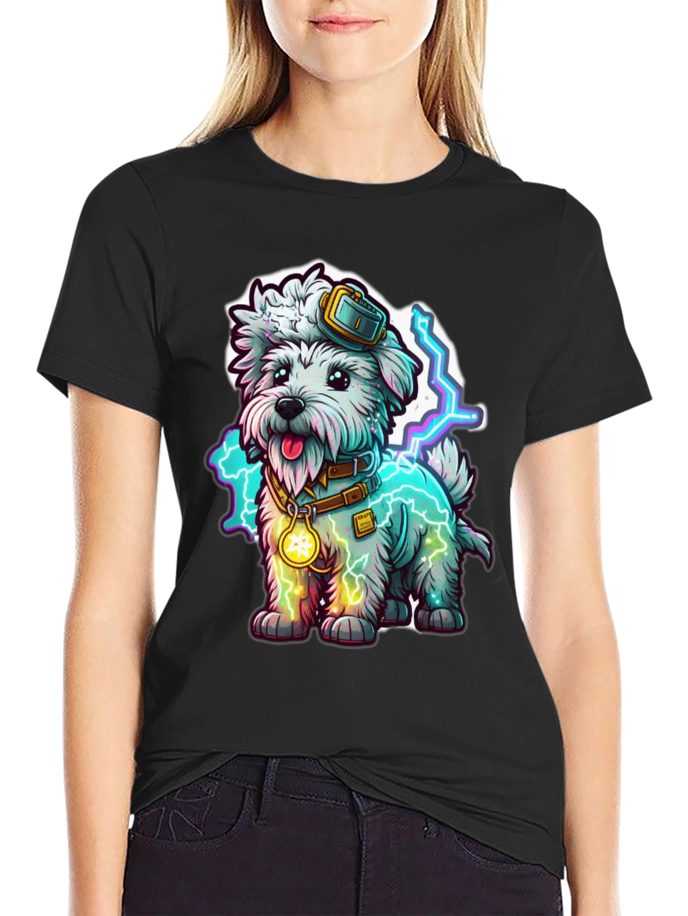 Dog Graphic T-Shirt - Electric Pup Design