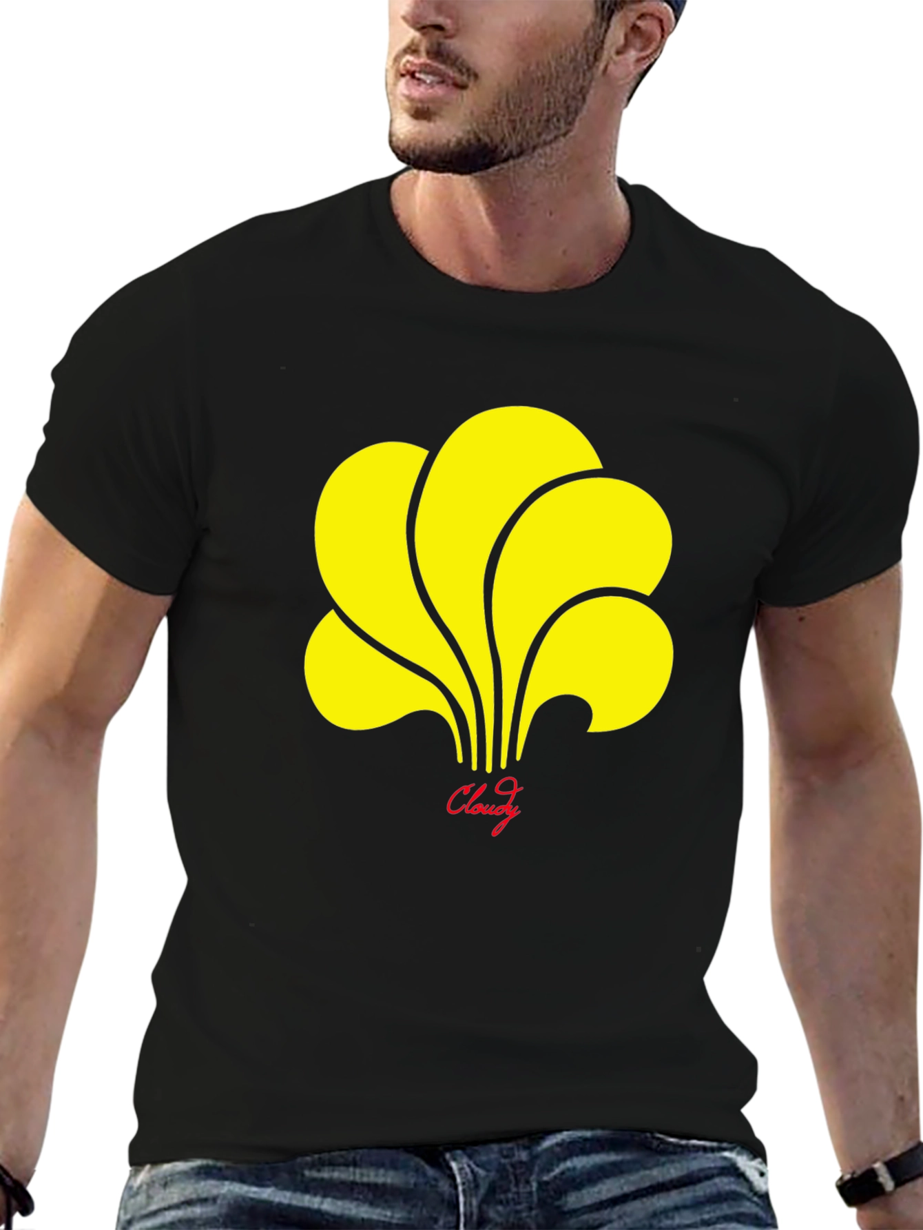 Cloudy Graphic T-Shirt - Stylish Black Tee