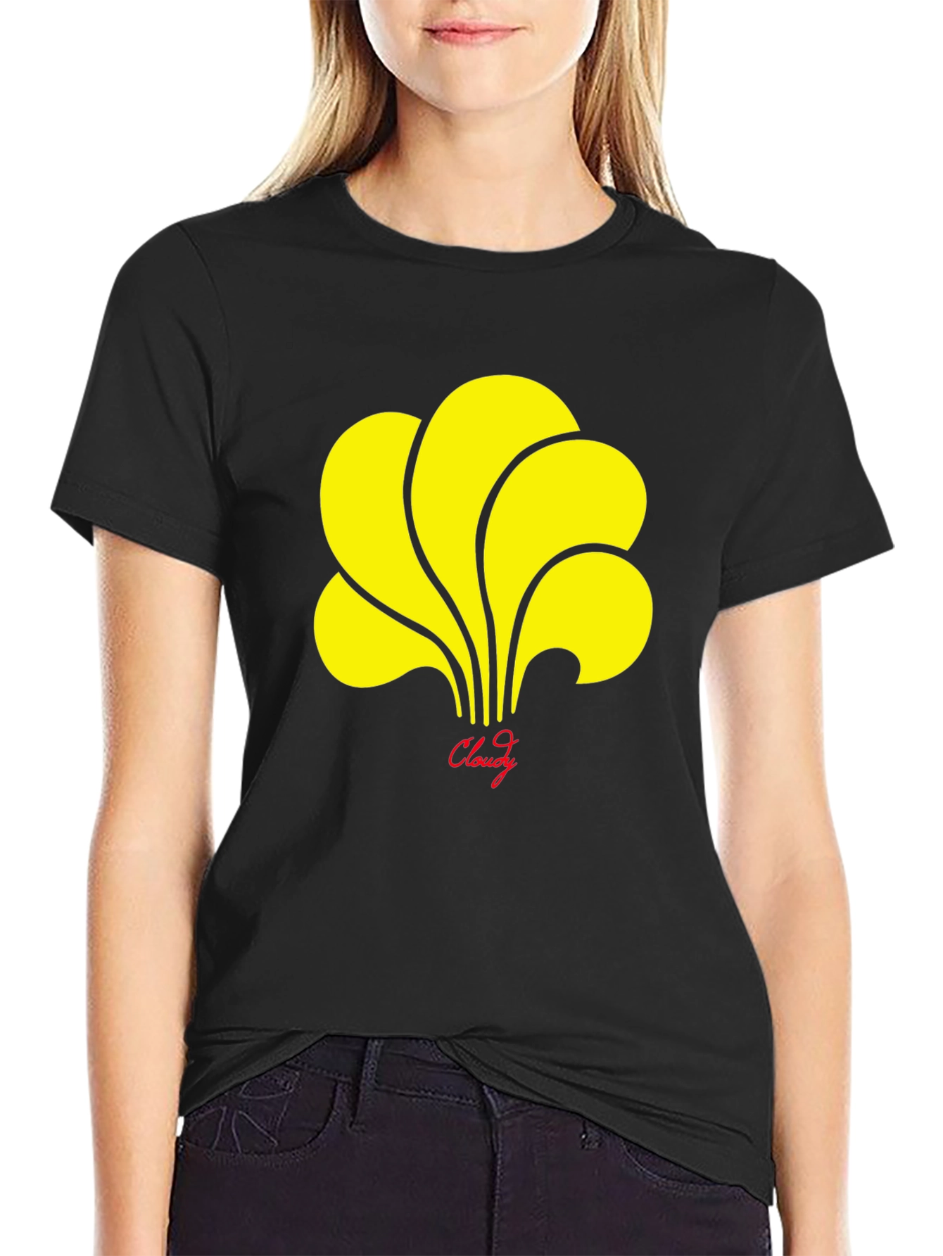 Cloudy Graphic T-Shirt - Stylish Black Tee