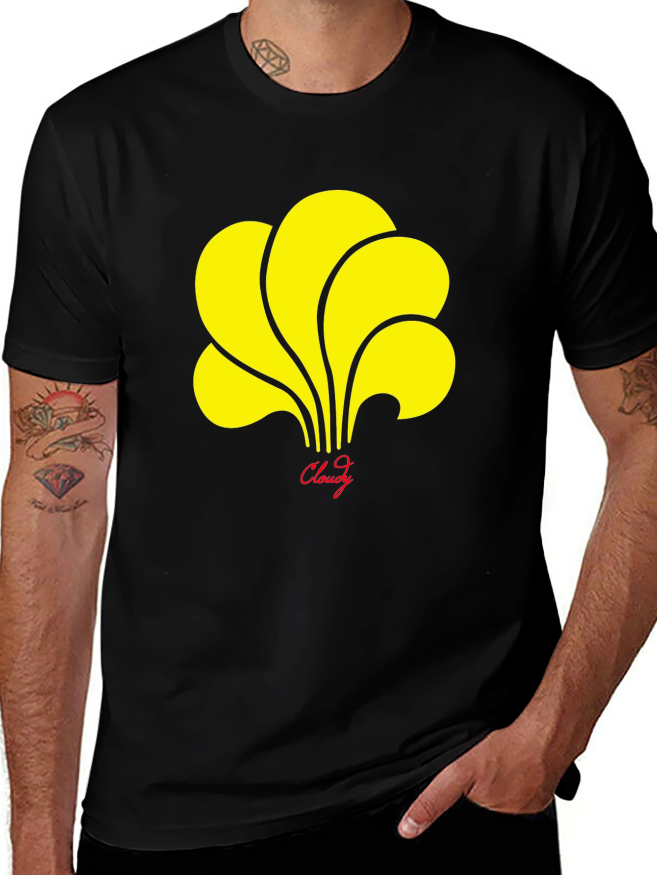 Cloudy Graphic T-Shirt - Stylish Black Tee