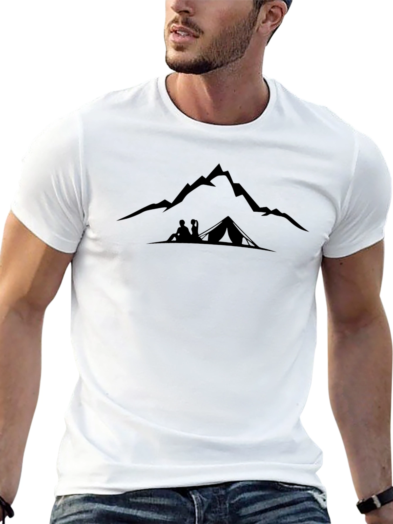Mountain Camping Graphic Tee - Black