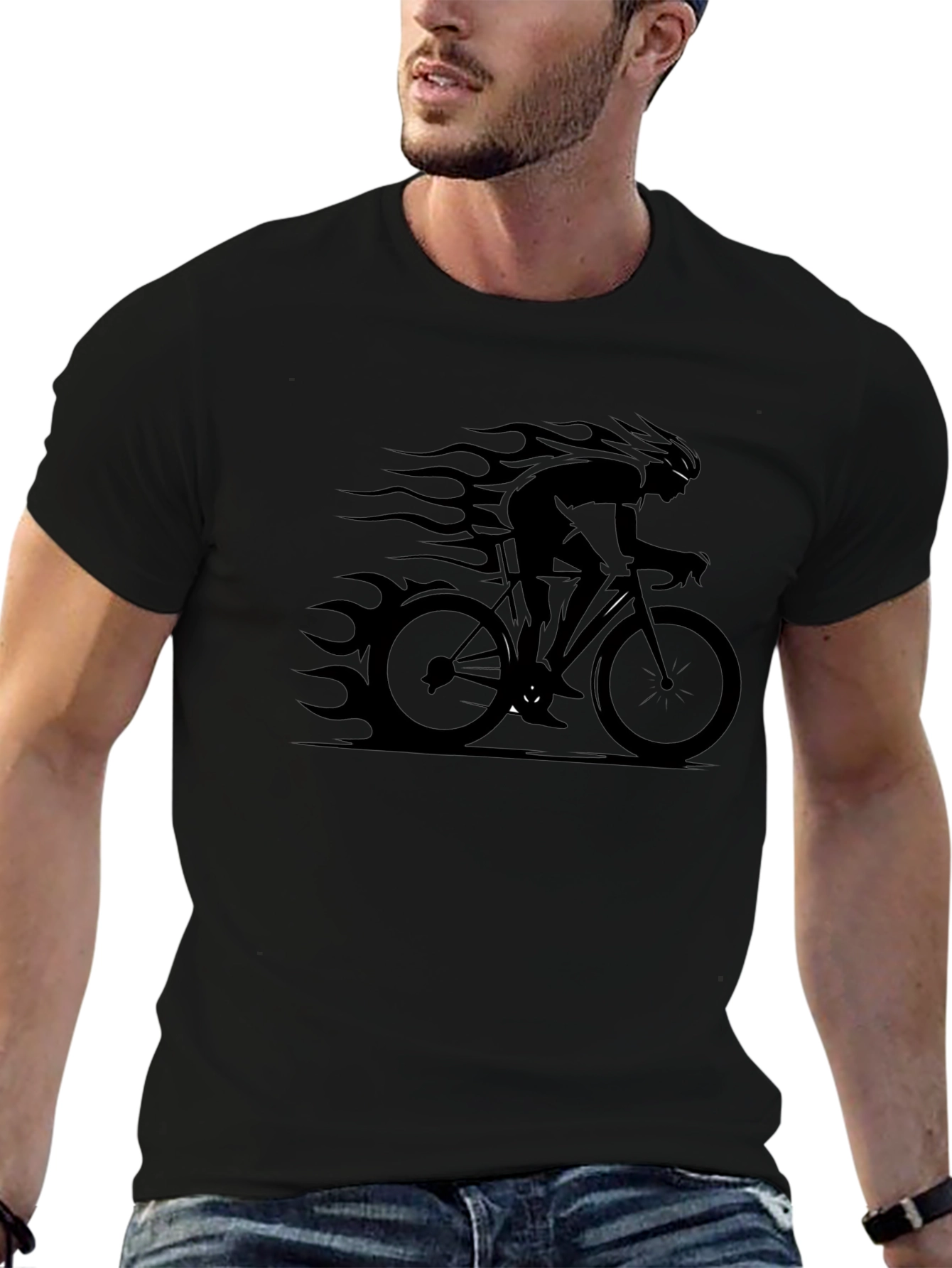 Flaming Cyclist Black T-Shirt