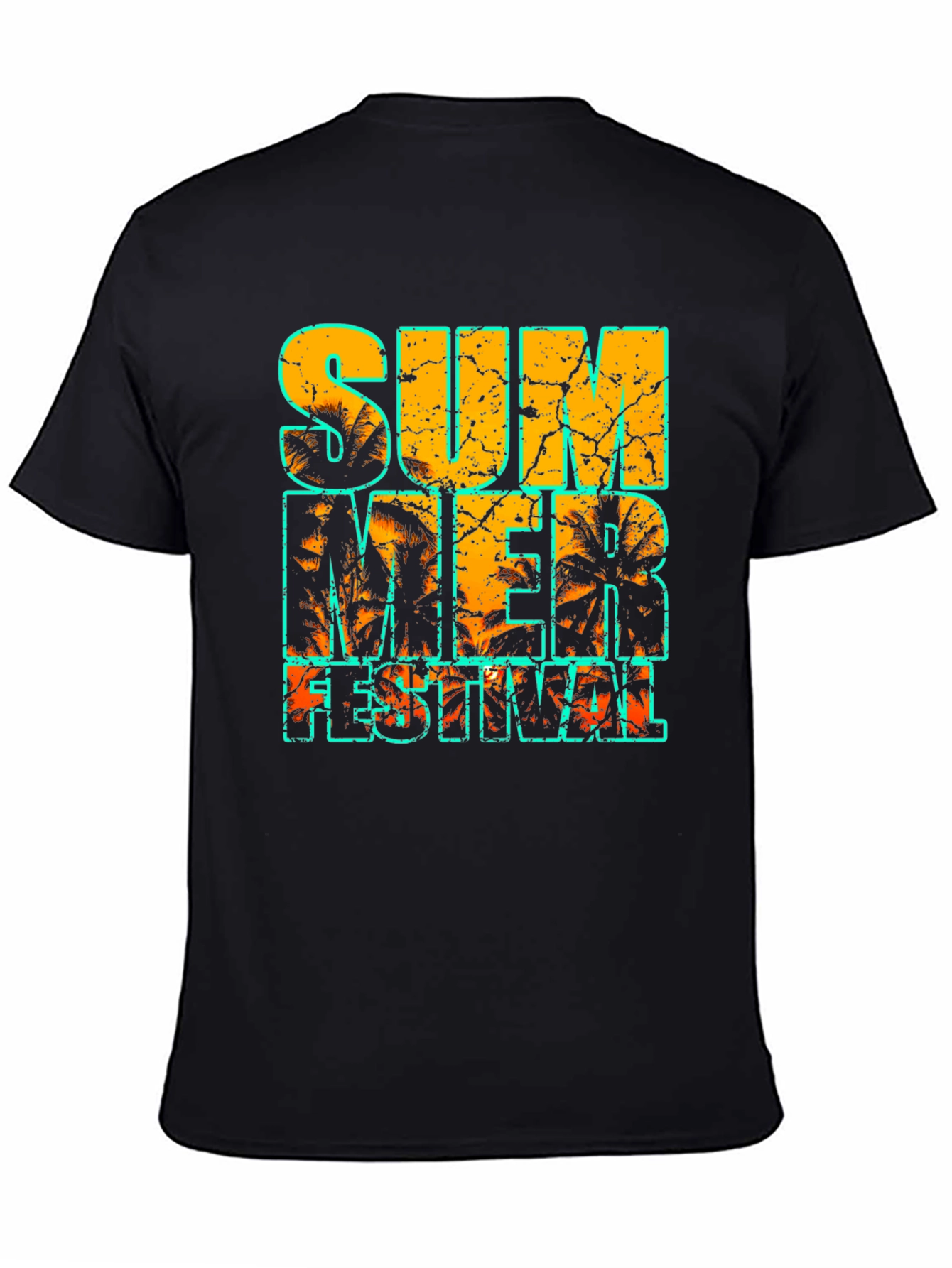 Summer Festival Graphic Print Black T-Shirt