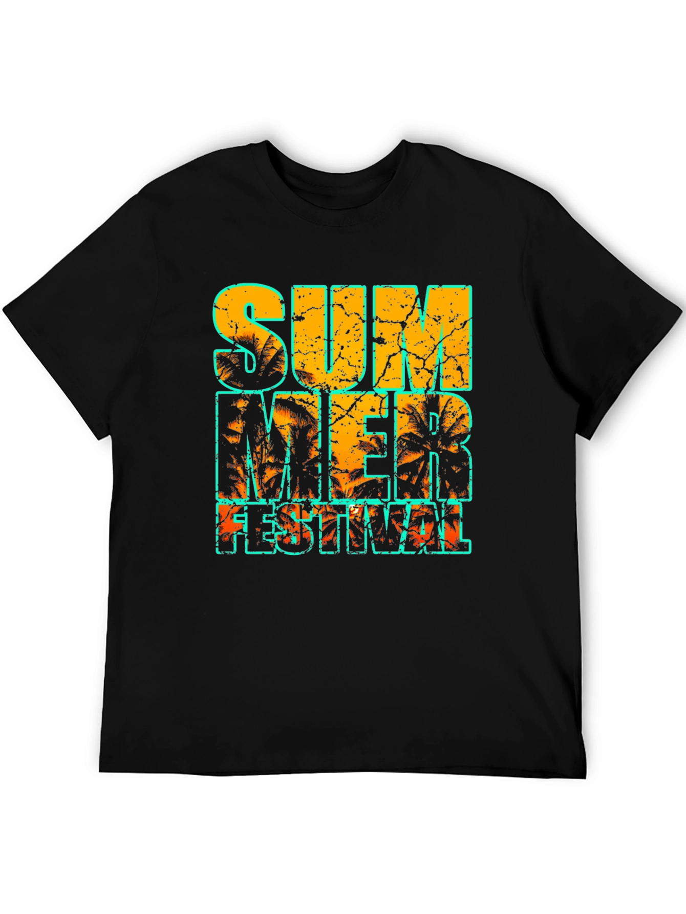 Summer Festival Graphic Print Black T-Shirt