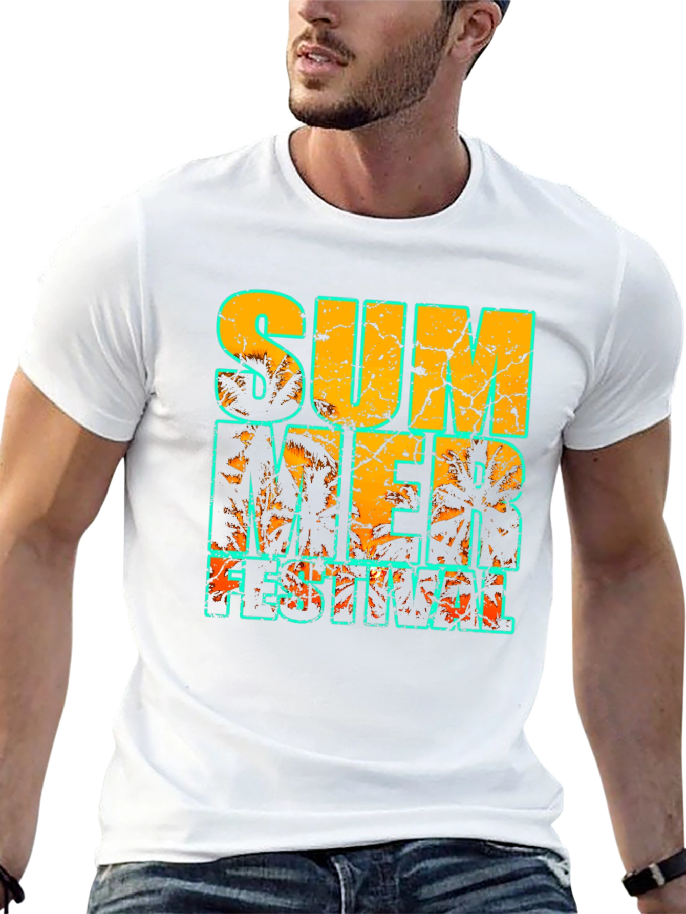 Summer Festival Graphic Print Black T-Shirt