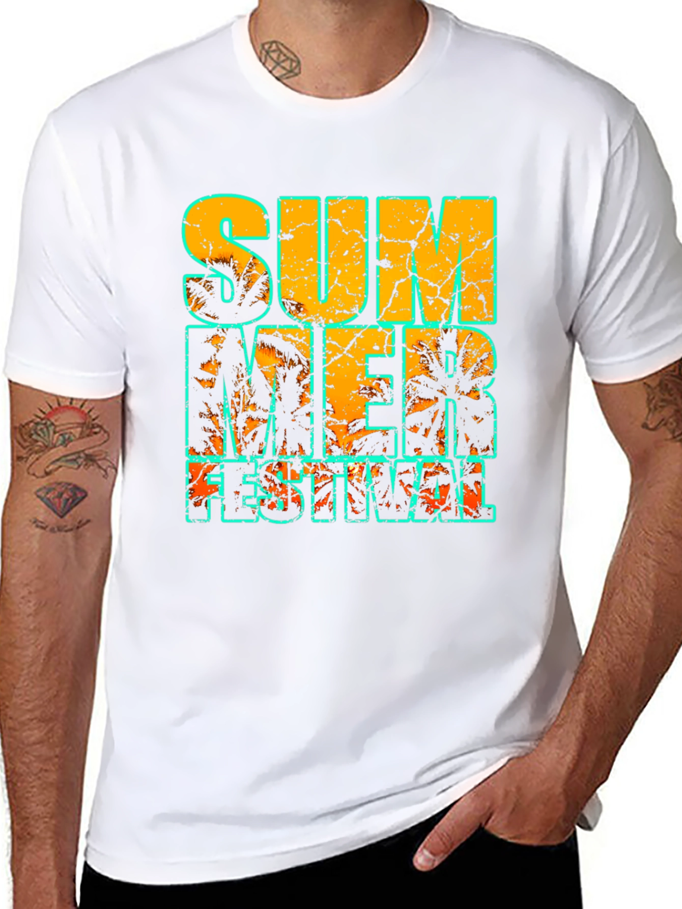 Summer Festival Graphic Print Black T-Shirt