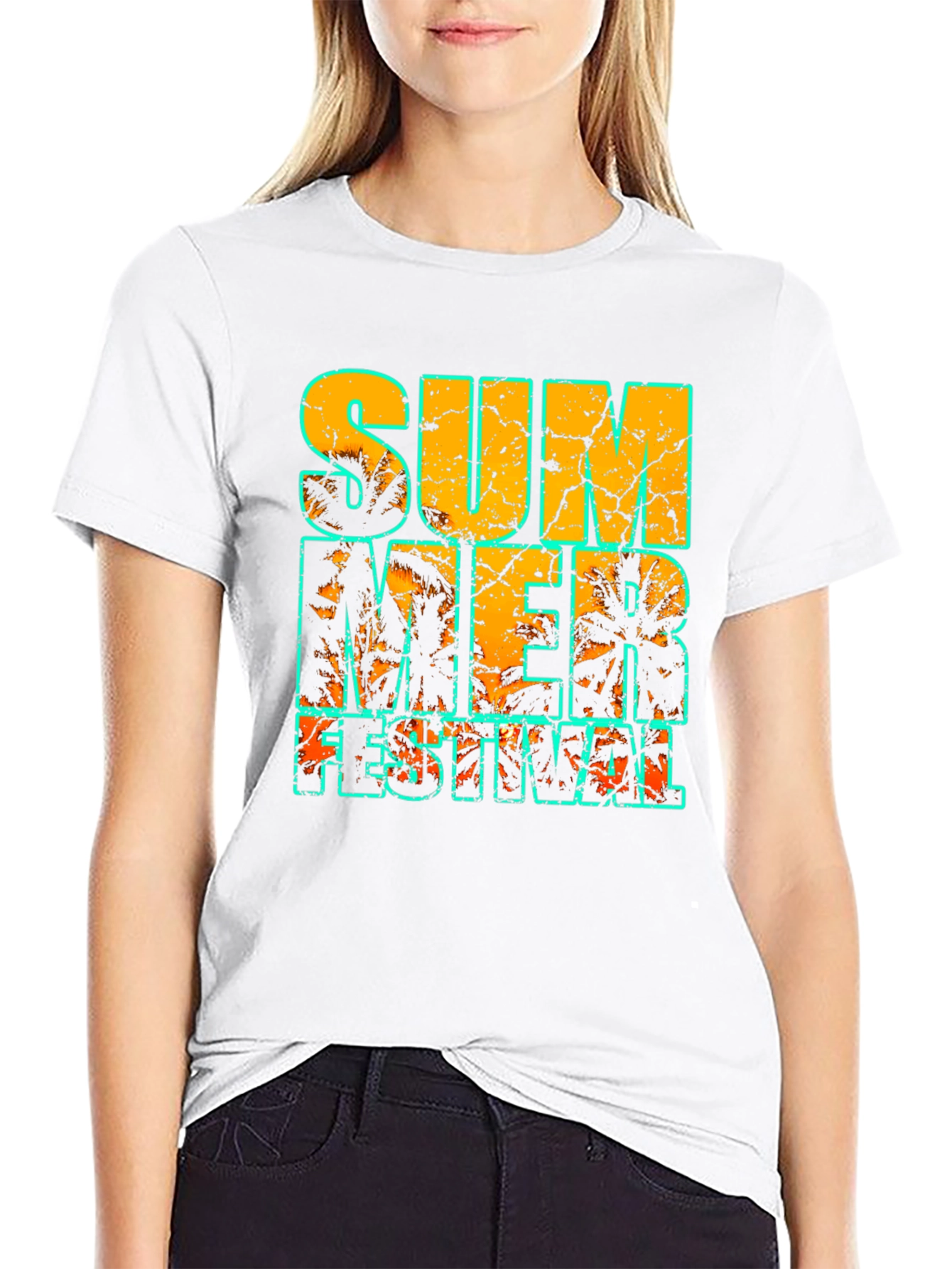 Summer Festival Graphic Print Black T-Shirt