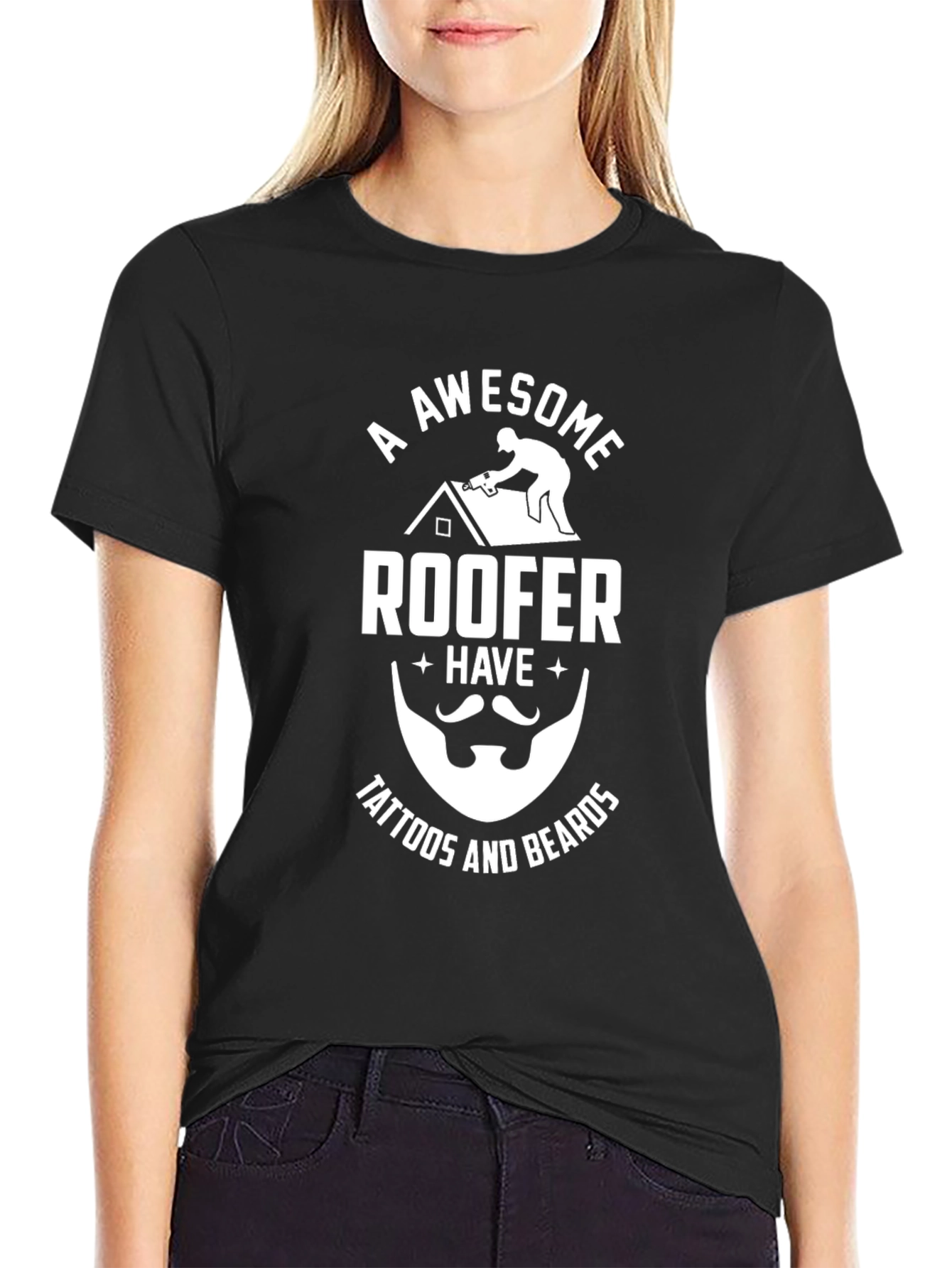 Awesome Roofer T-Shirt - Tattoos and Beards