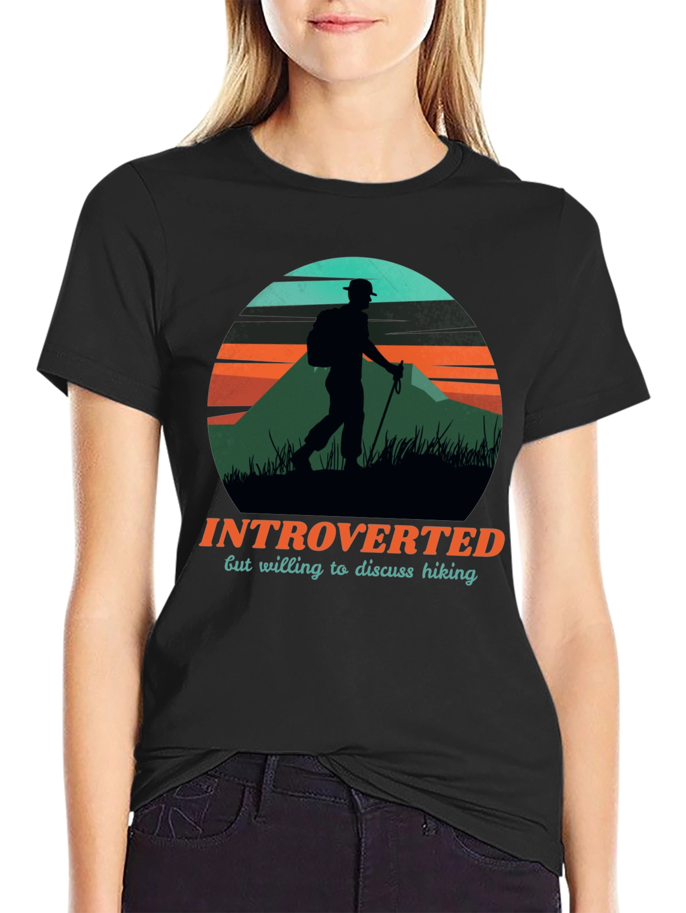 Introverted Hiker Graphic Tee - Black Unisex