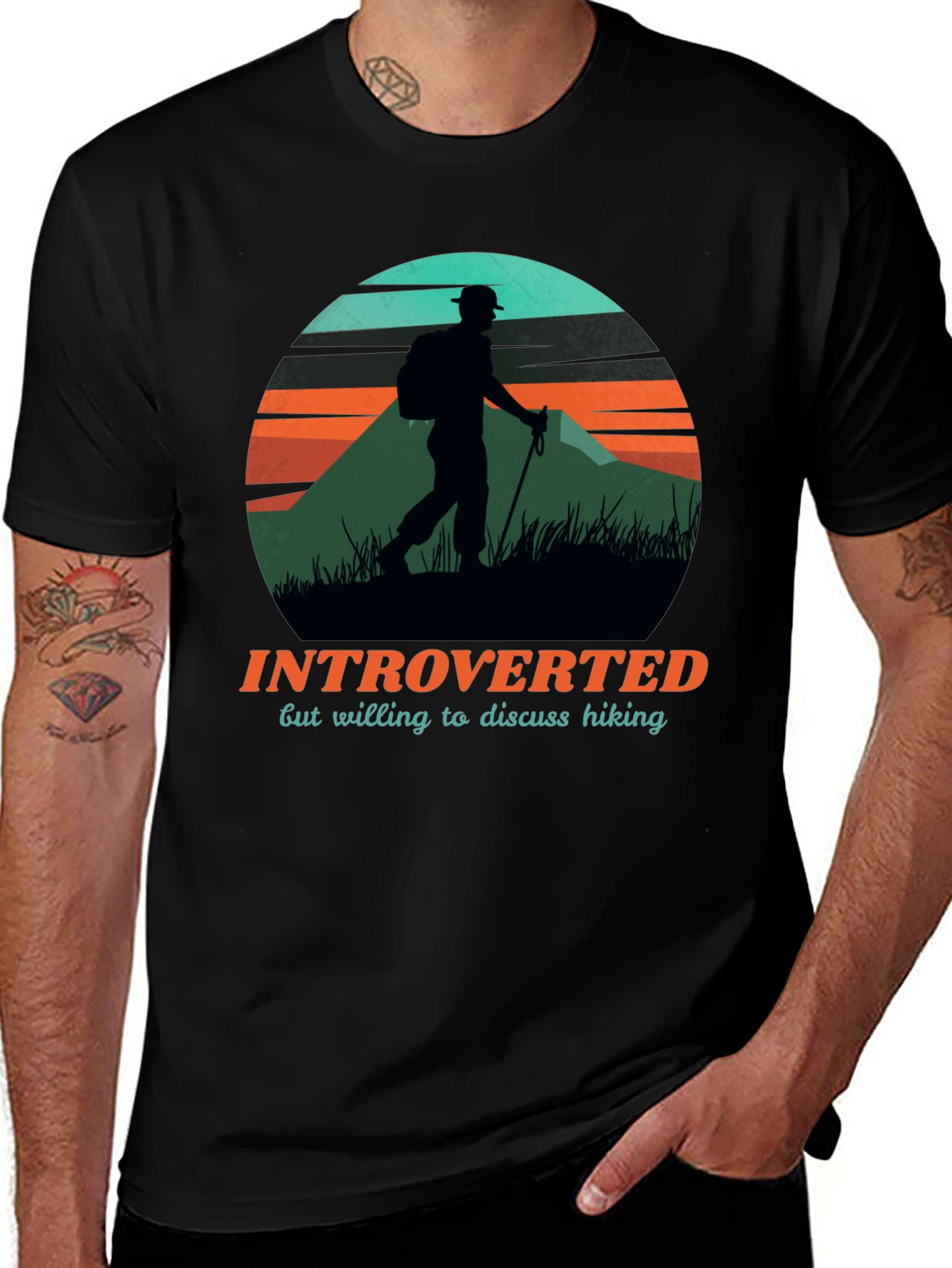 Introverted Hiker Graphic Tee - Black Unisex