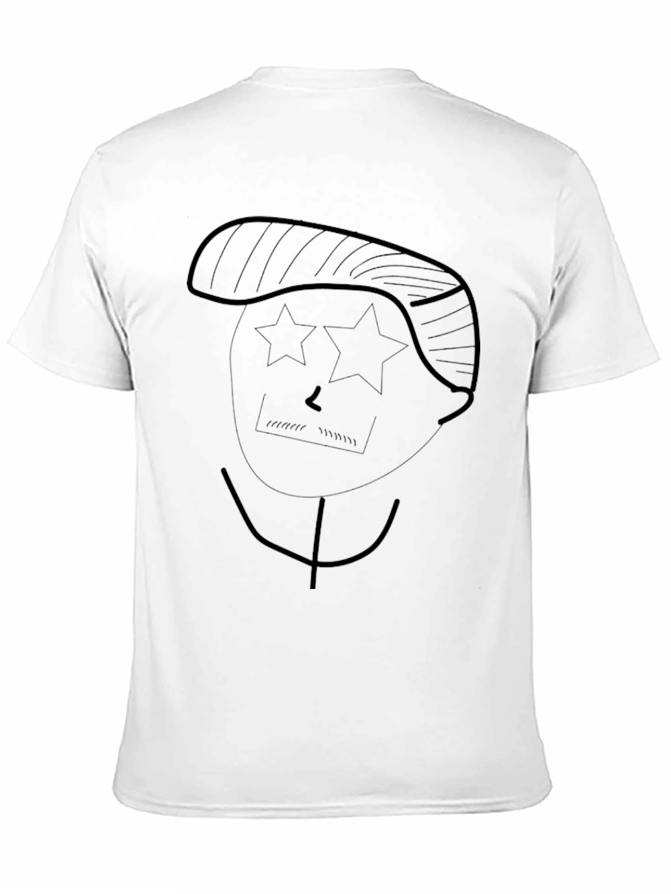 Abstract Star-Eyed Face Graphic Tee - Black