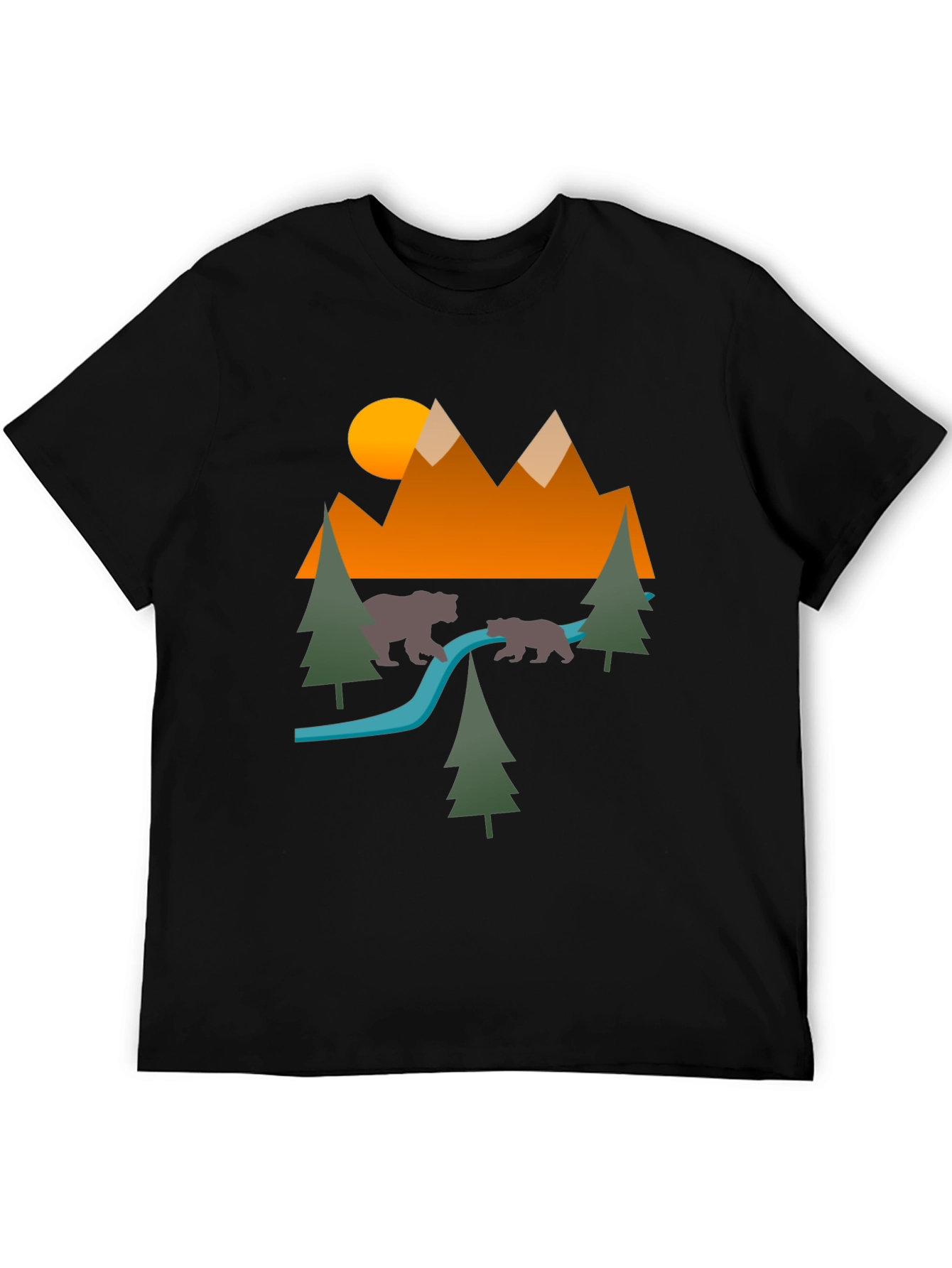 Nature Bear Mountain Graphic Black Tee