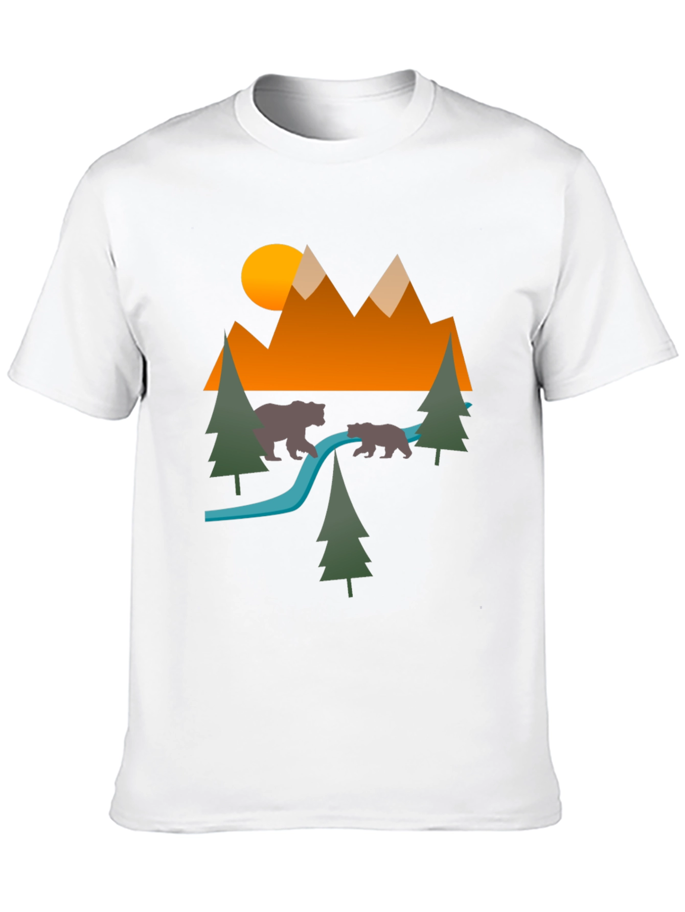 Nature Bear Mountain Graphic Black Tee