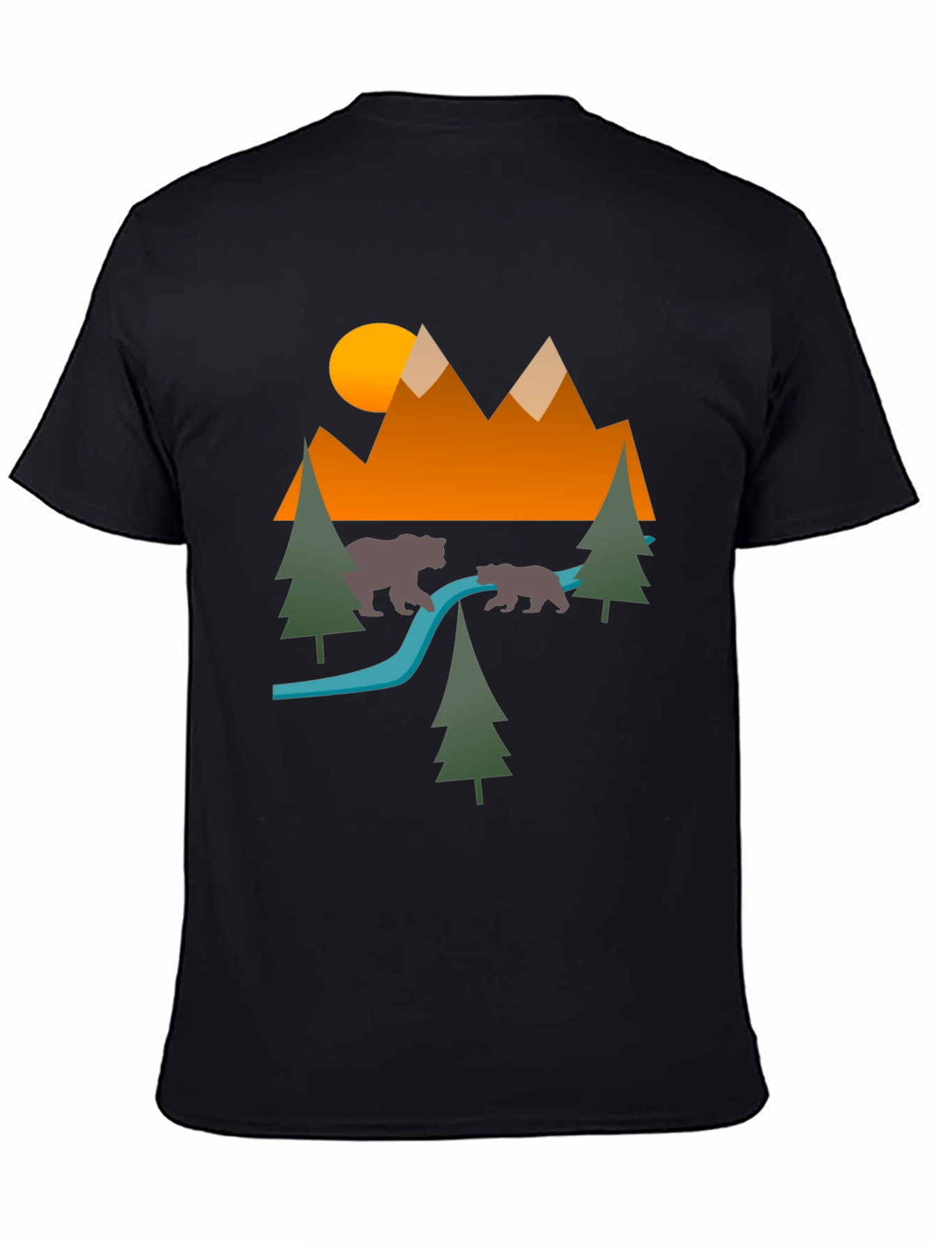 Nature Bear Mountain Graphic Black Tee