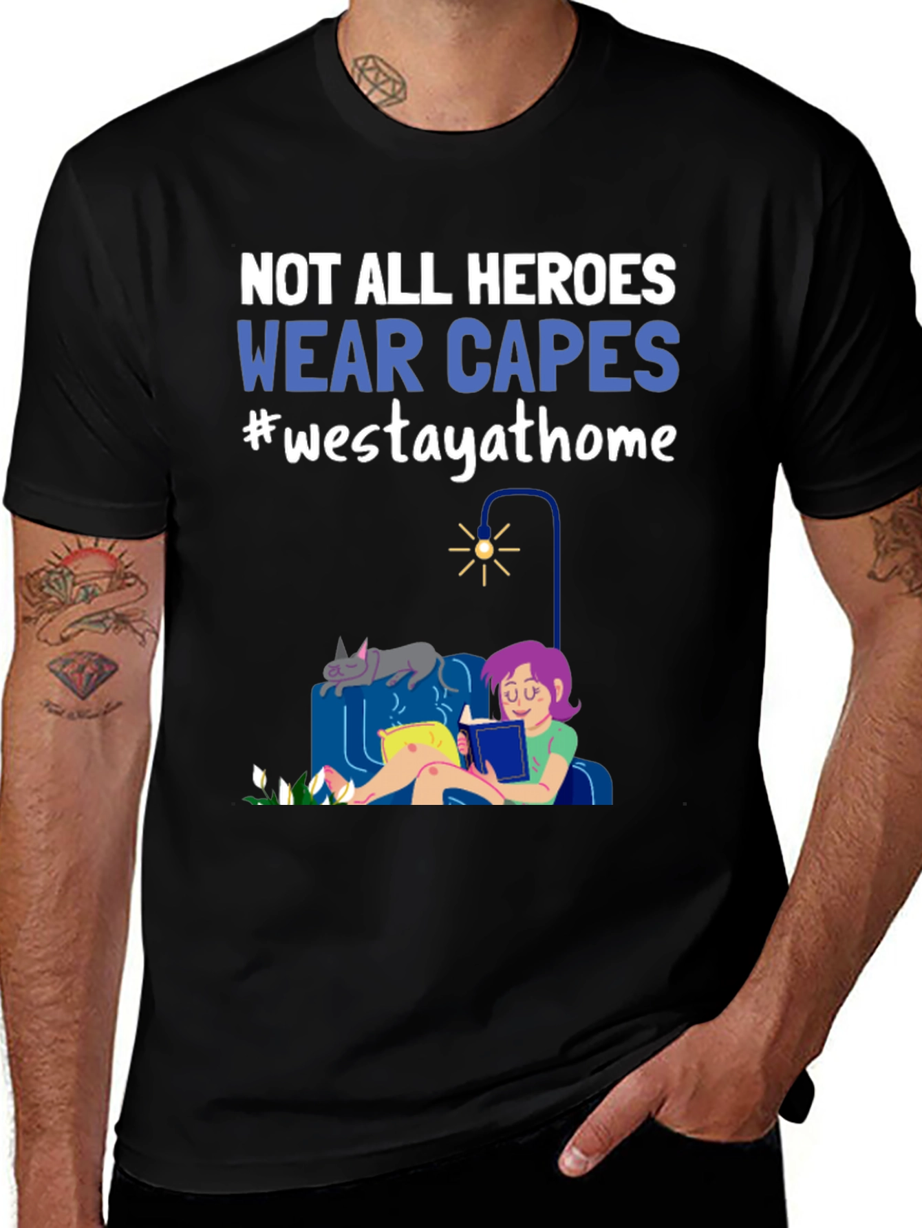 Heroes Wear Capes Graphic Tee - Stay at Home