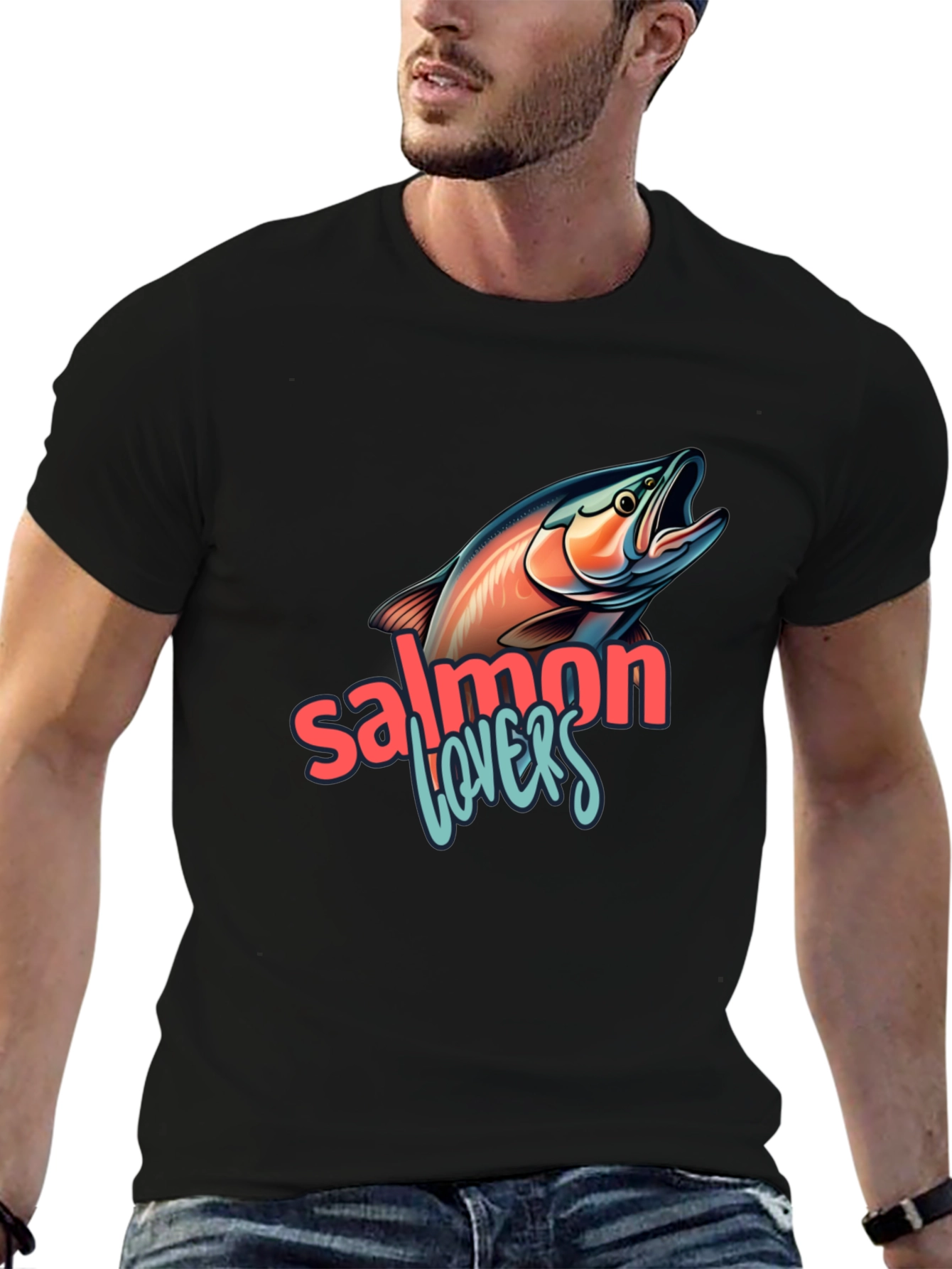 Salmon Lovers Graphic Tee - Black