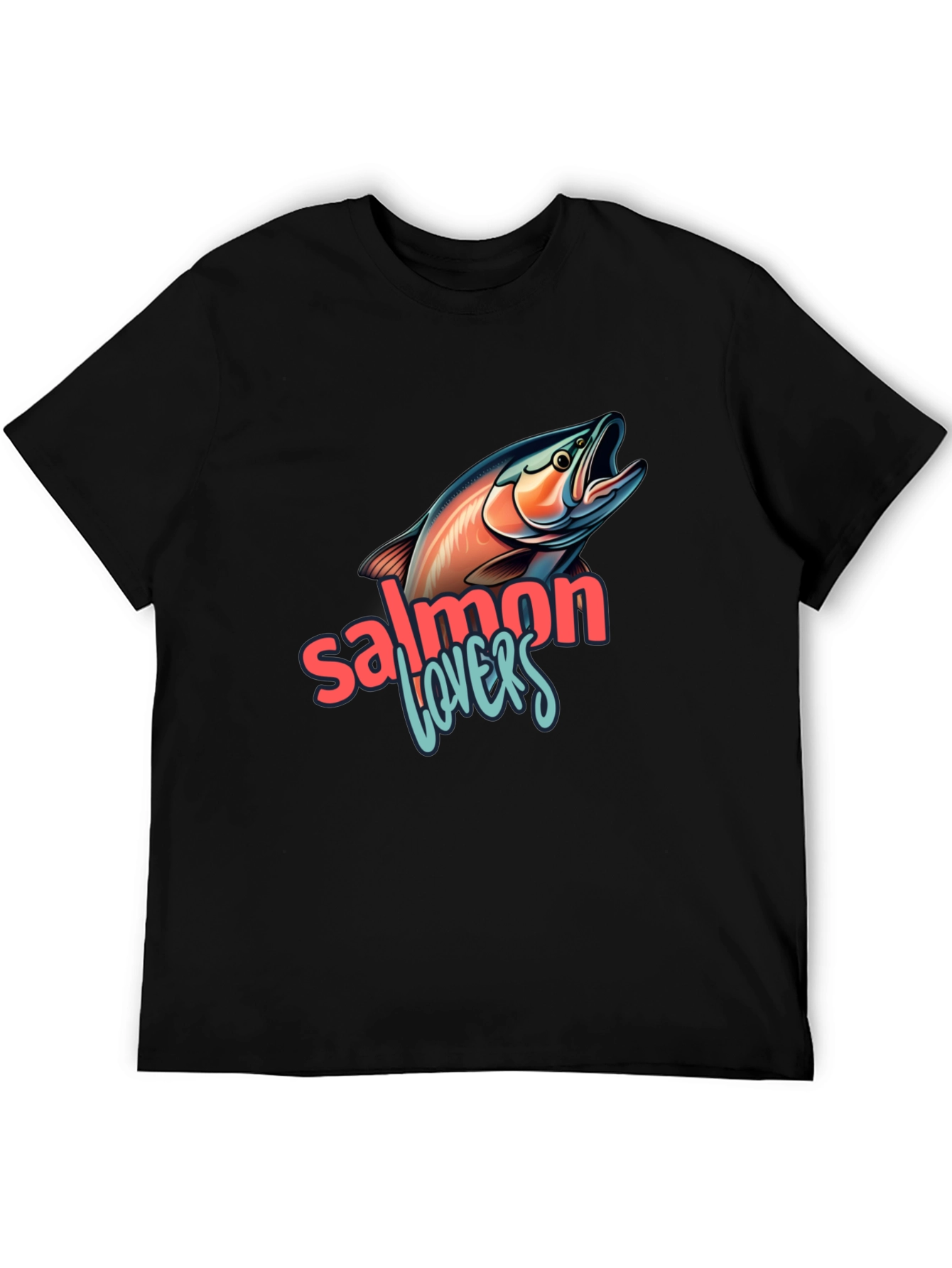 Salmon Lovers Graphic Tee - Black