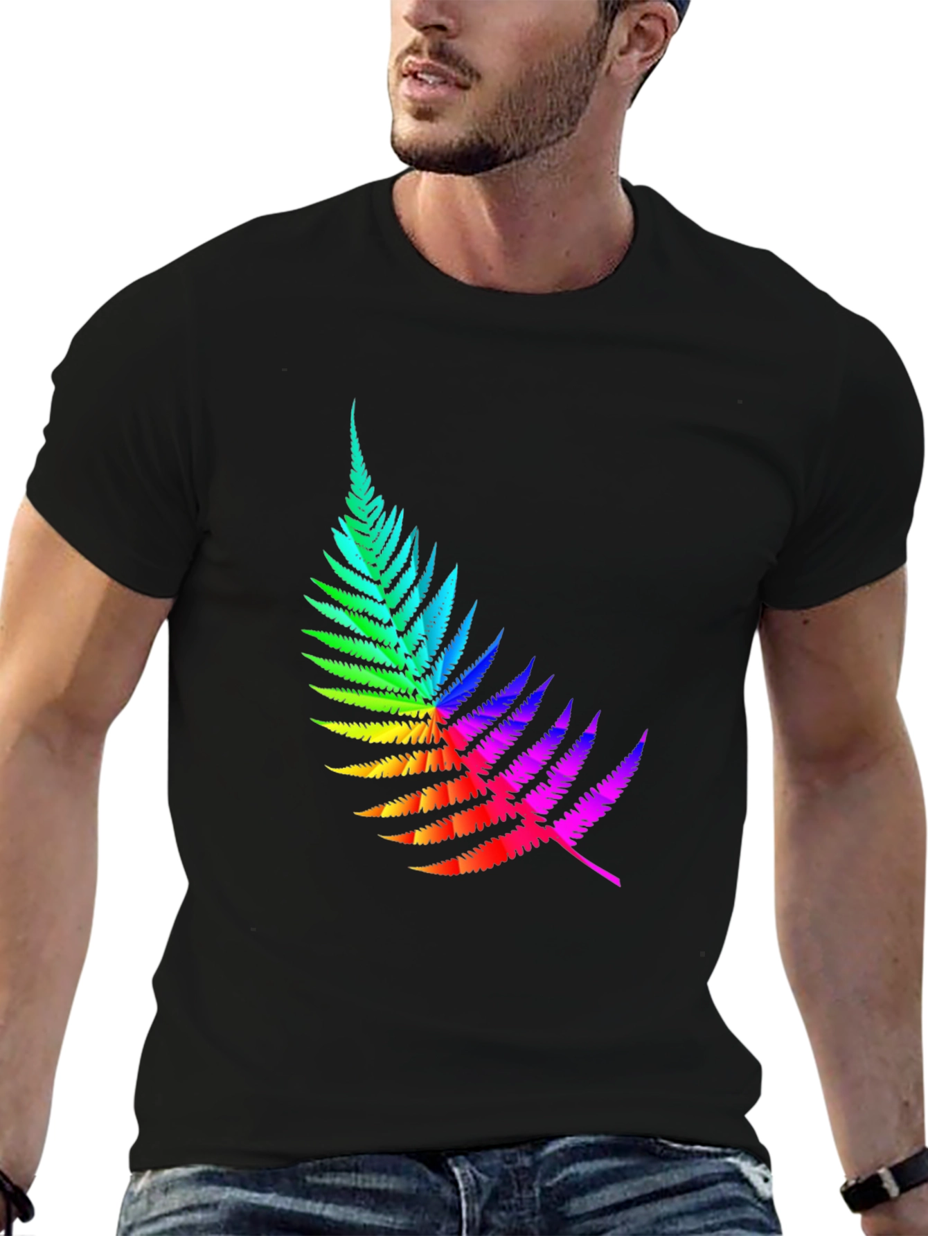 Rainbow Fern Graphic Tee - Black