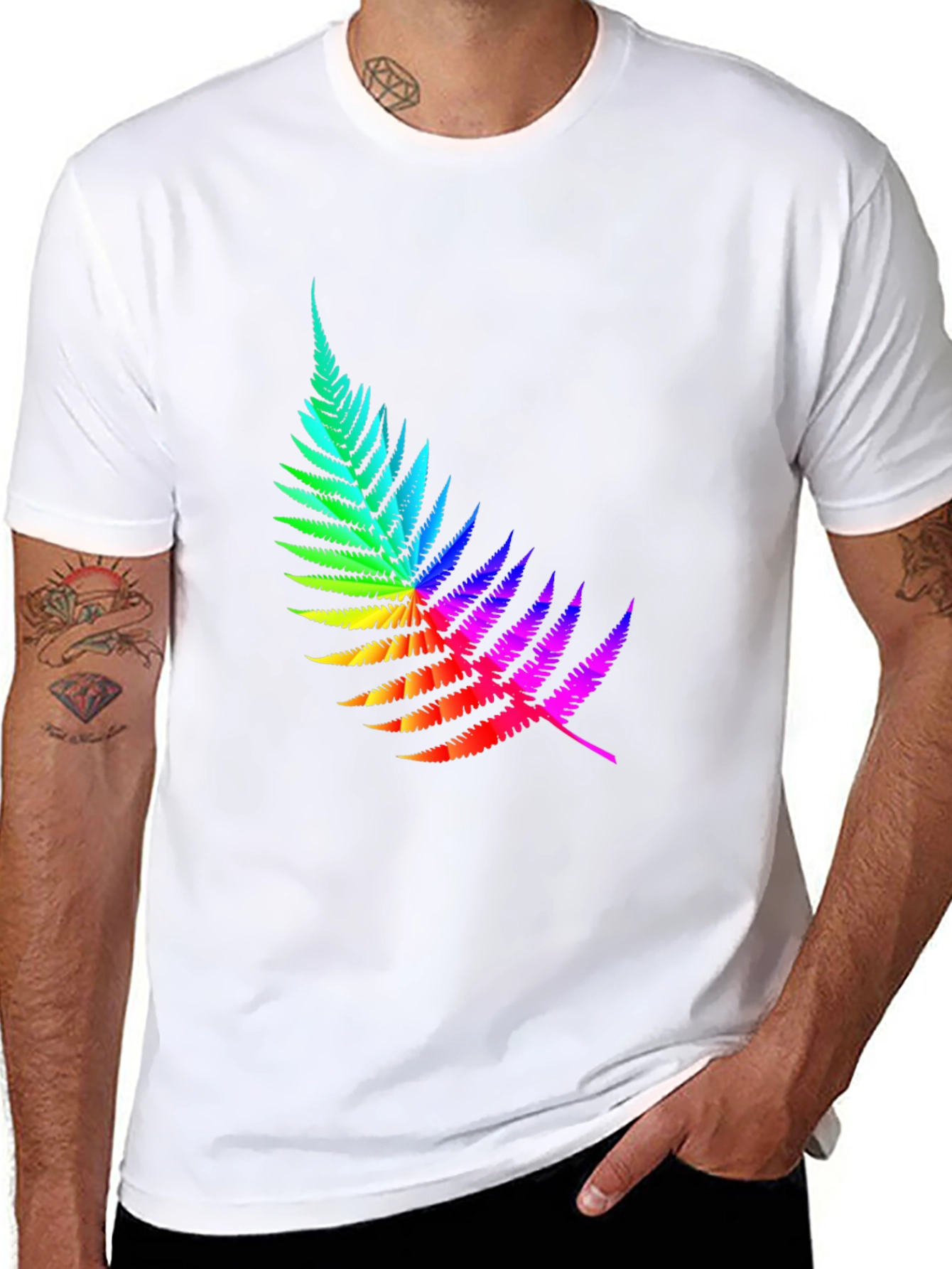 Rainbow Fern Graphic Tee - Black