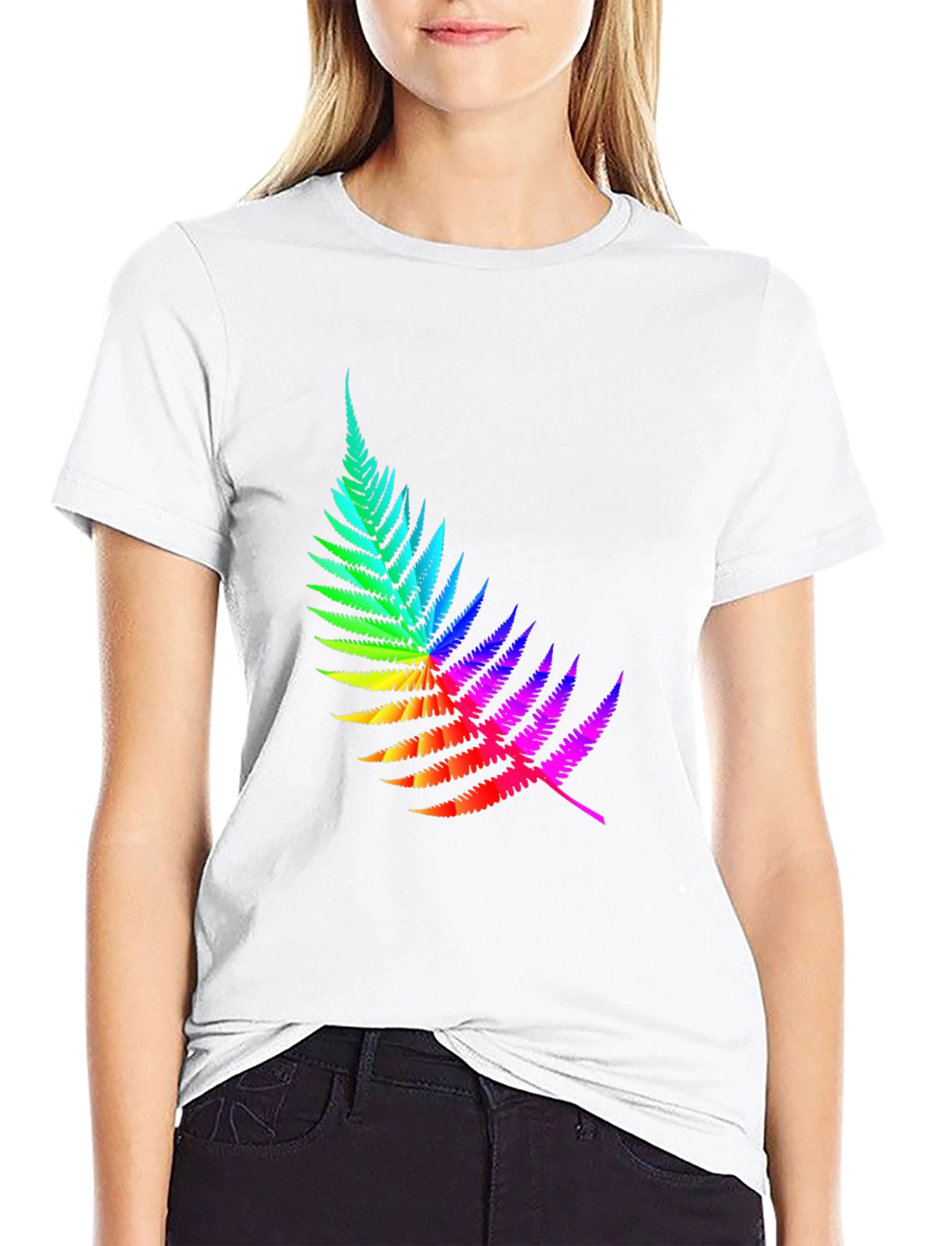 Rainbow Fern Graphic Tee - Black