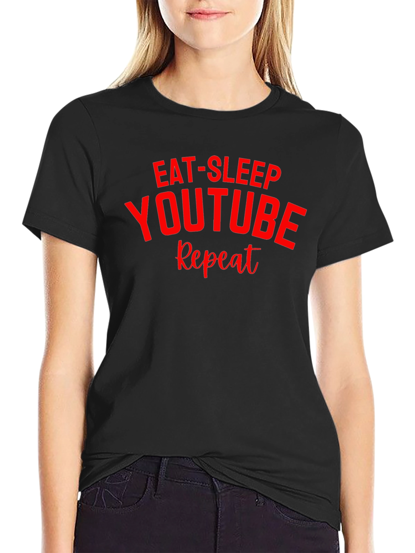Eat Sleep YouTube Repeat Black T-Shirt
