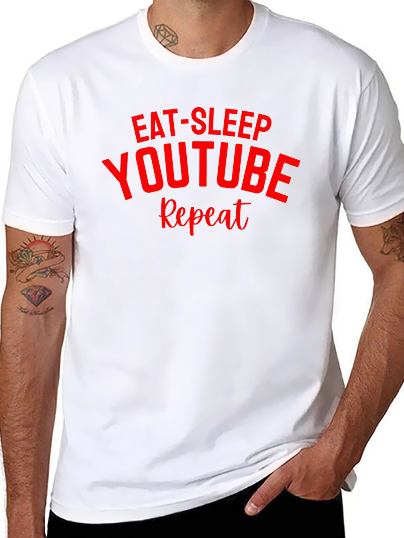 Eat Sleep YouTube Repeat Black T-Shirt